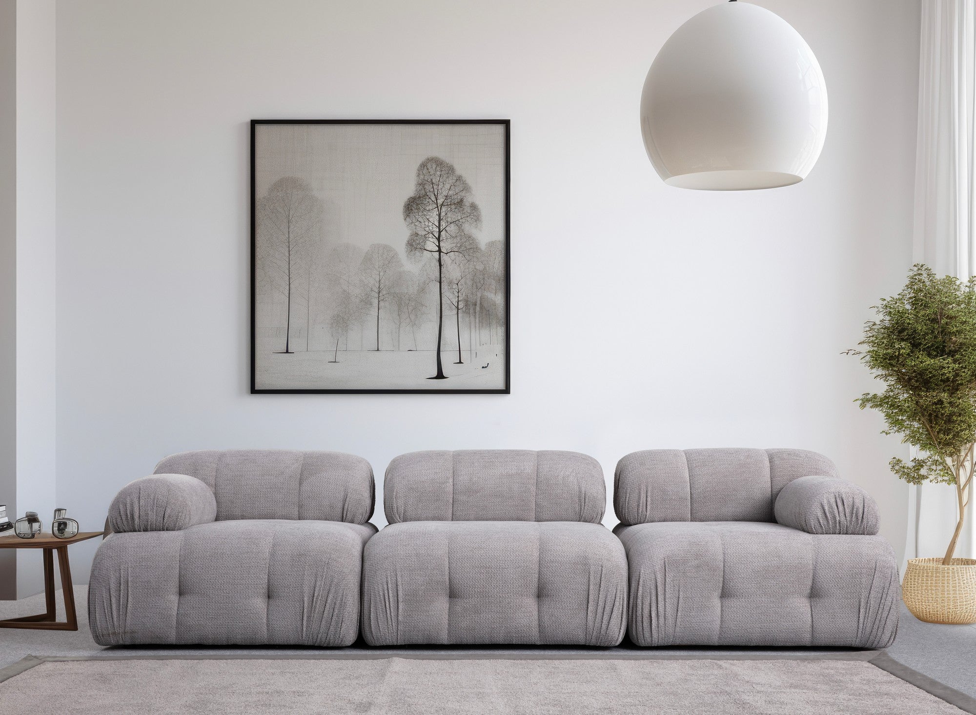Sofá de 3 lugares – 290 x 95 x 75 cm – cinza claro – madeira de faia e aglomerado