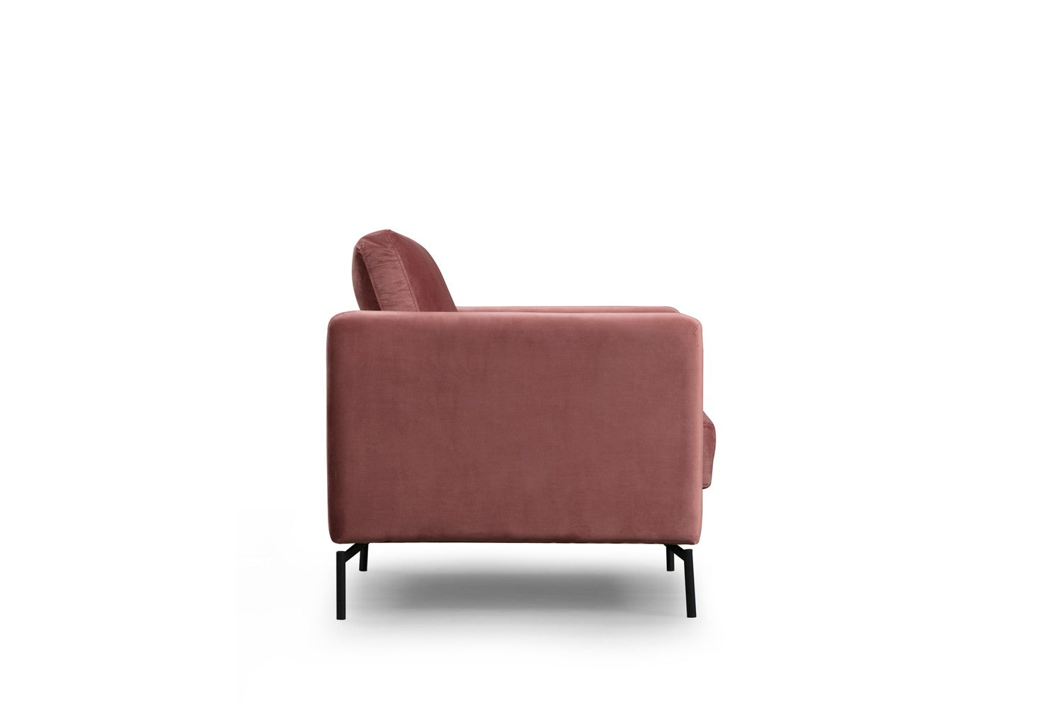 Poltrona Elegante Rosa, Estrutura em Madeira de Faia e Aglomerado, 81x87x90 cm | Tecido 100% Poliéster Macio, Pernas em Metal Preto Fosco | Perfeita para Decoração Industrial e Hoteleira Moderna