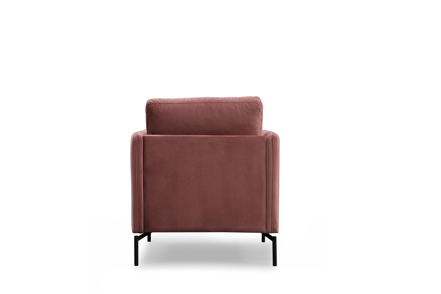 Poltrona Elegante Rosa, Estrutura em Madeira de Faia e Aglomerado, 81x87x90 cm | Tecido 100% Poliéster Macio, Pernas em Metal Preto Fosco | Perfeita para Decoração Industrial e Hoteleira Moderna
