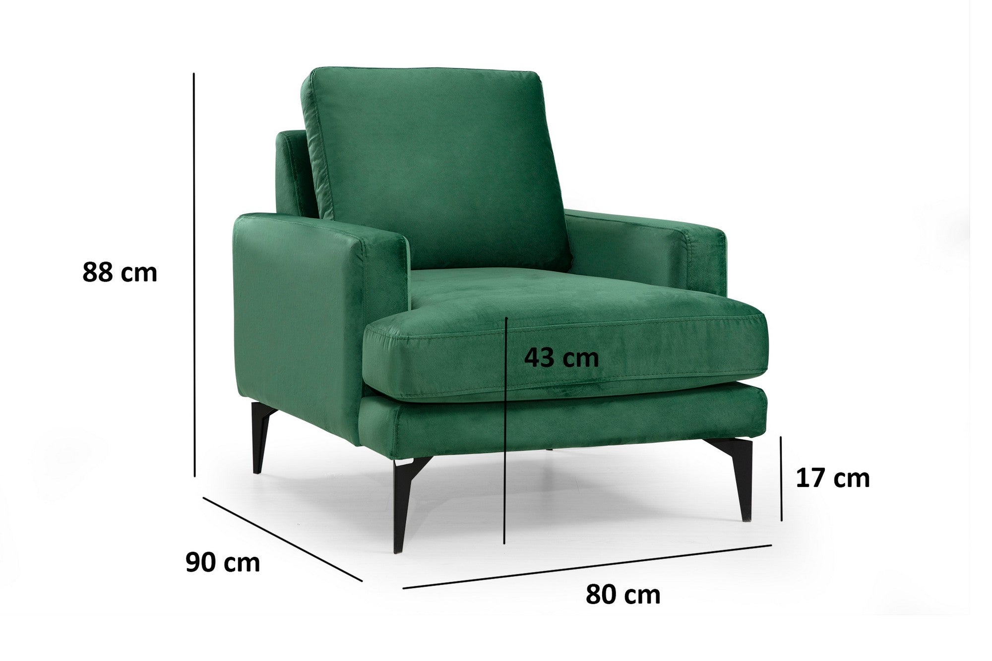 Poltrona de Asa Elegante, Verde Menta, 80x90x88 cm | Estrutura em Madeira de Faia e Aglomerado, 100% Poliéster, Almofadas de Espuma Macia | Portátil, Lavável a Seco, Design Moderno