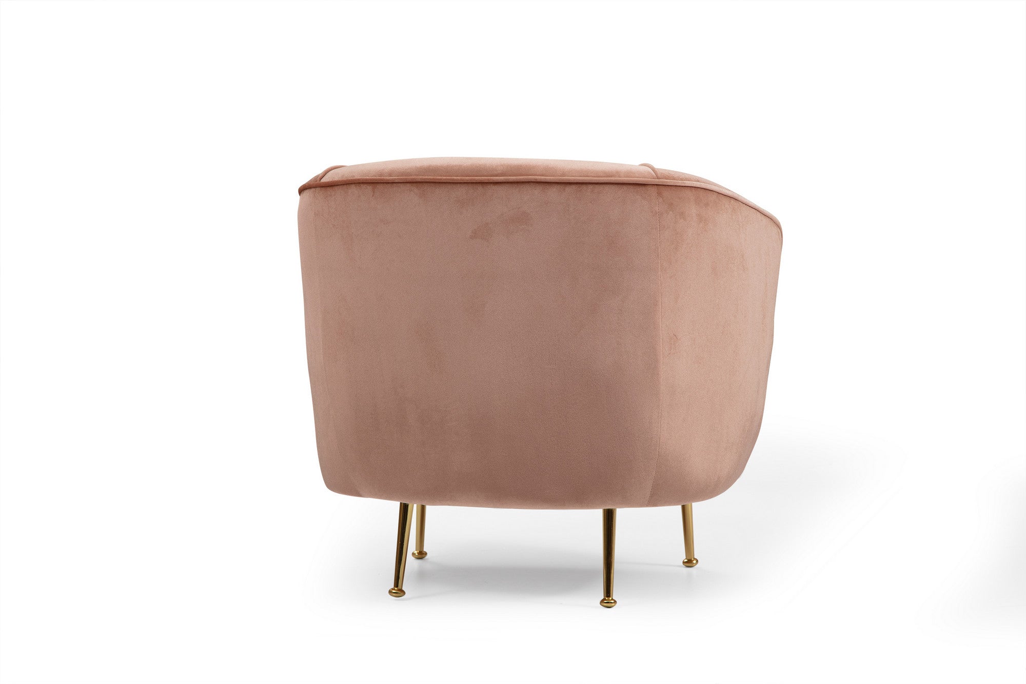 Poltrona Elegante Rosa, Estrutura em Madeira de Faia e Aglomerado, 83x72x75 cm | 100% Poliéster, Tecido Lavável a Seco, Pernas de Metal Pintadas de Dourado | Estilo Glamour e Hoteleiro