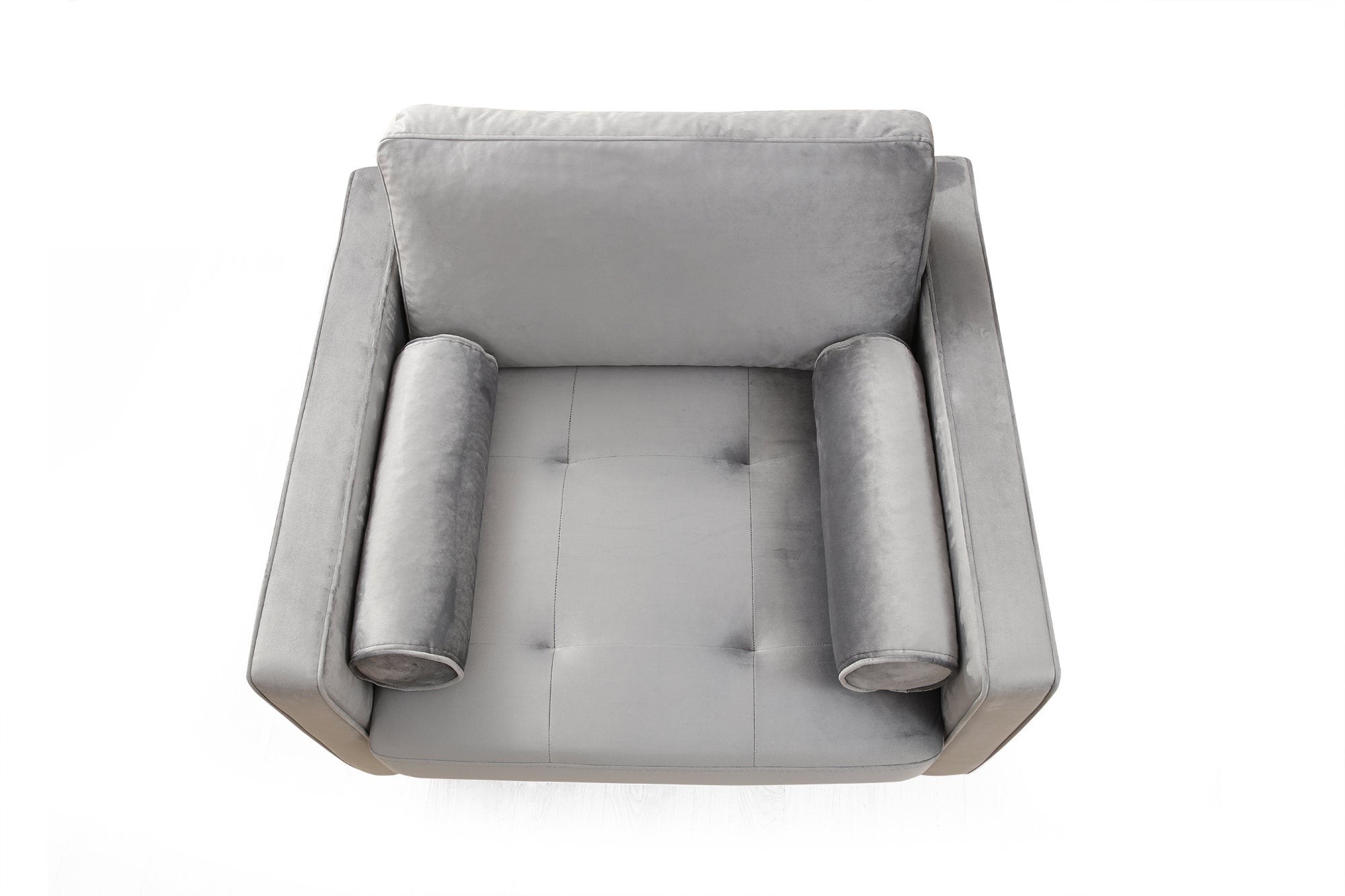 Poltrona Elegante, Cinza Claro, Estrutura em Madeira de Faia e Aglomerado, 105x85x90 cm | 100% Poliéster, 2 Almofadas Inclusas | Design Escandinavo para Casas Modernas