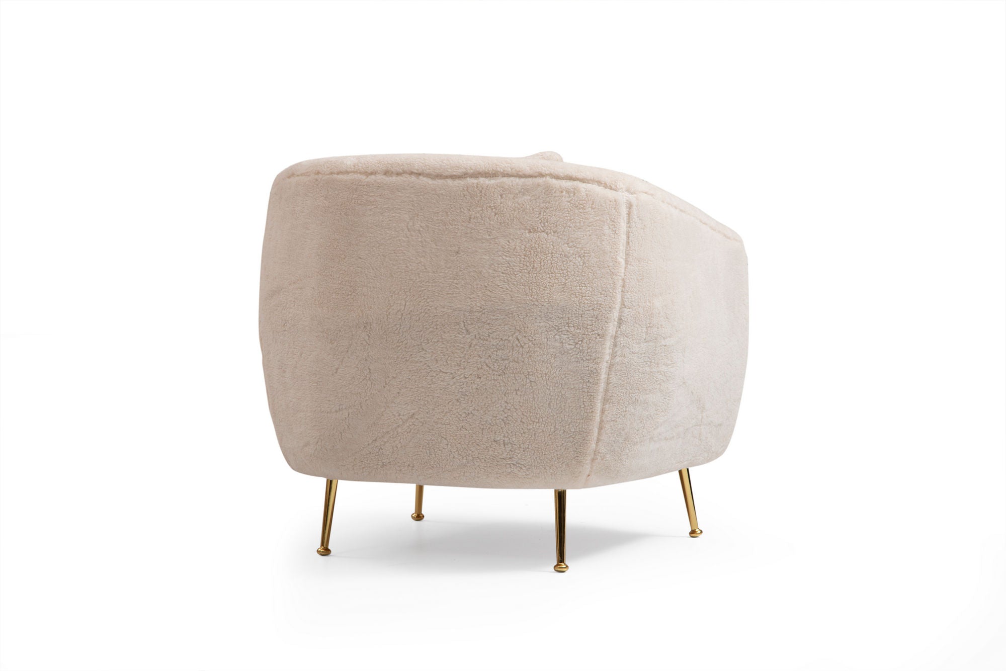 Poltrona Elegante, Bege, 85 x 85 x 80 cm | Estrutura em madeira de faia e aglomerado, 100% poliéster, pernas em metal dourado | Almofadas macias de espuma e penas, perfeitas para decoração glamorosa e escandinava