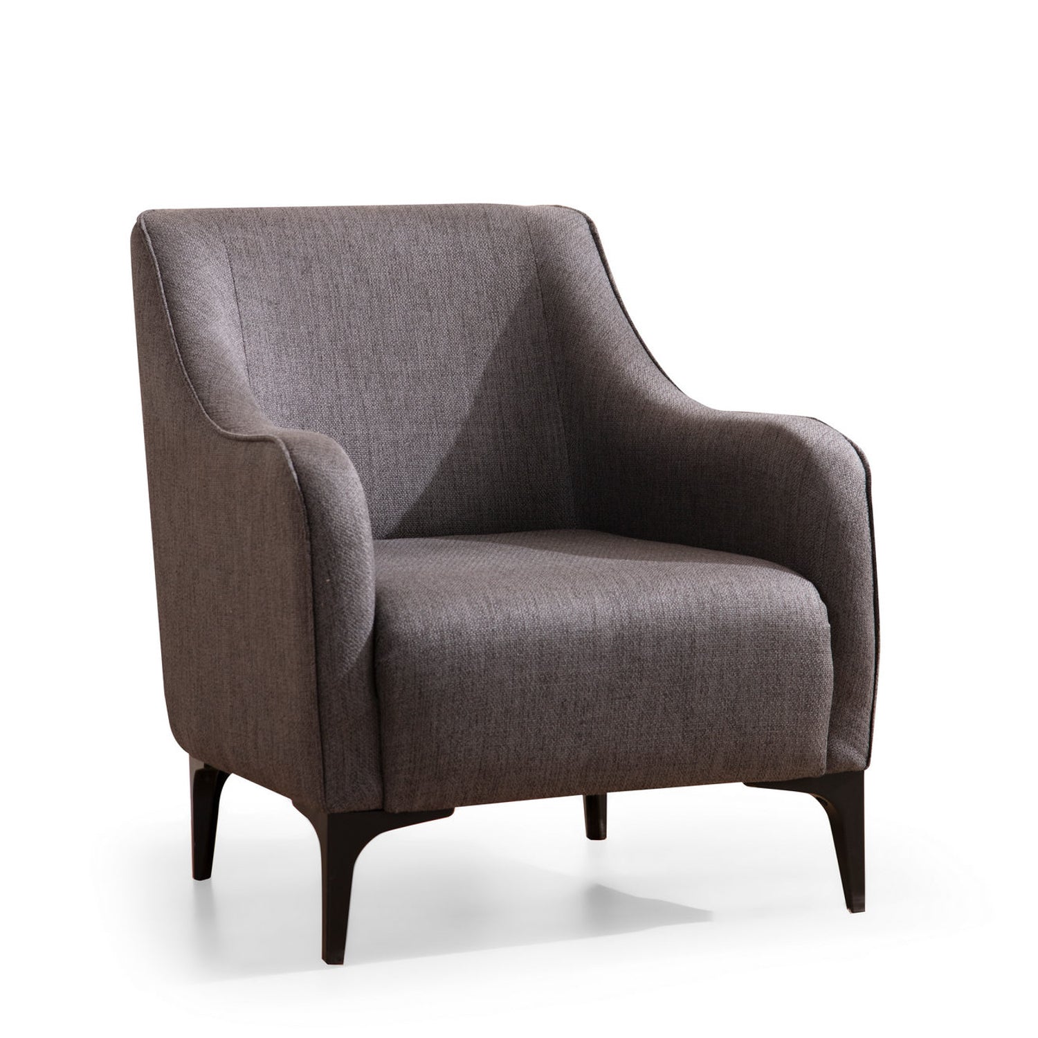 Poltrona Elegante, Cinza Escuro, 94 x 87 x 77 cm | Estrutura em madeira de faia e aglomerado, 100% poliéster, almofadas de espuma e penas | Perfeita para espaços modernos e industriais