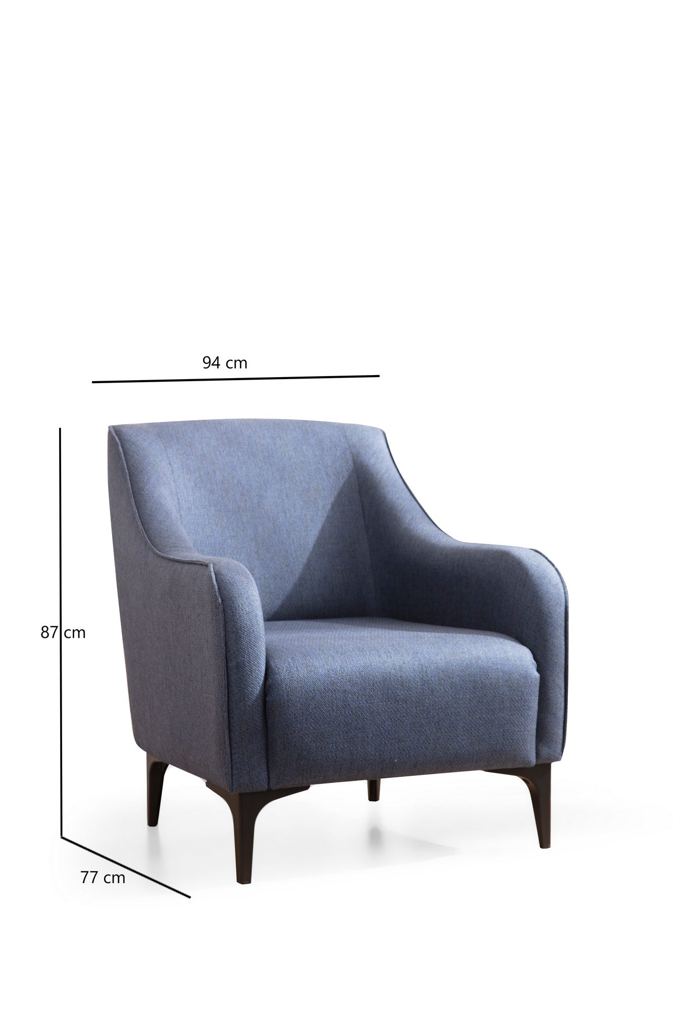Poltrona Elegante Azul, Estrutura em Madeira de Faia e Aglomerado, 94x87x77 cm | Almofadas 100% Poliéster, Espuma e Penas, Inclui 2 Travesseiros | Design Escandinavo Moderno