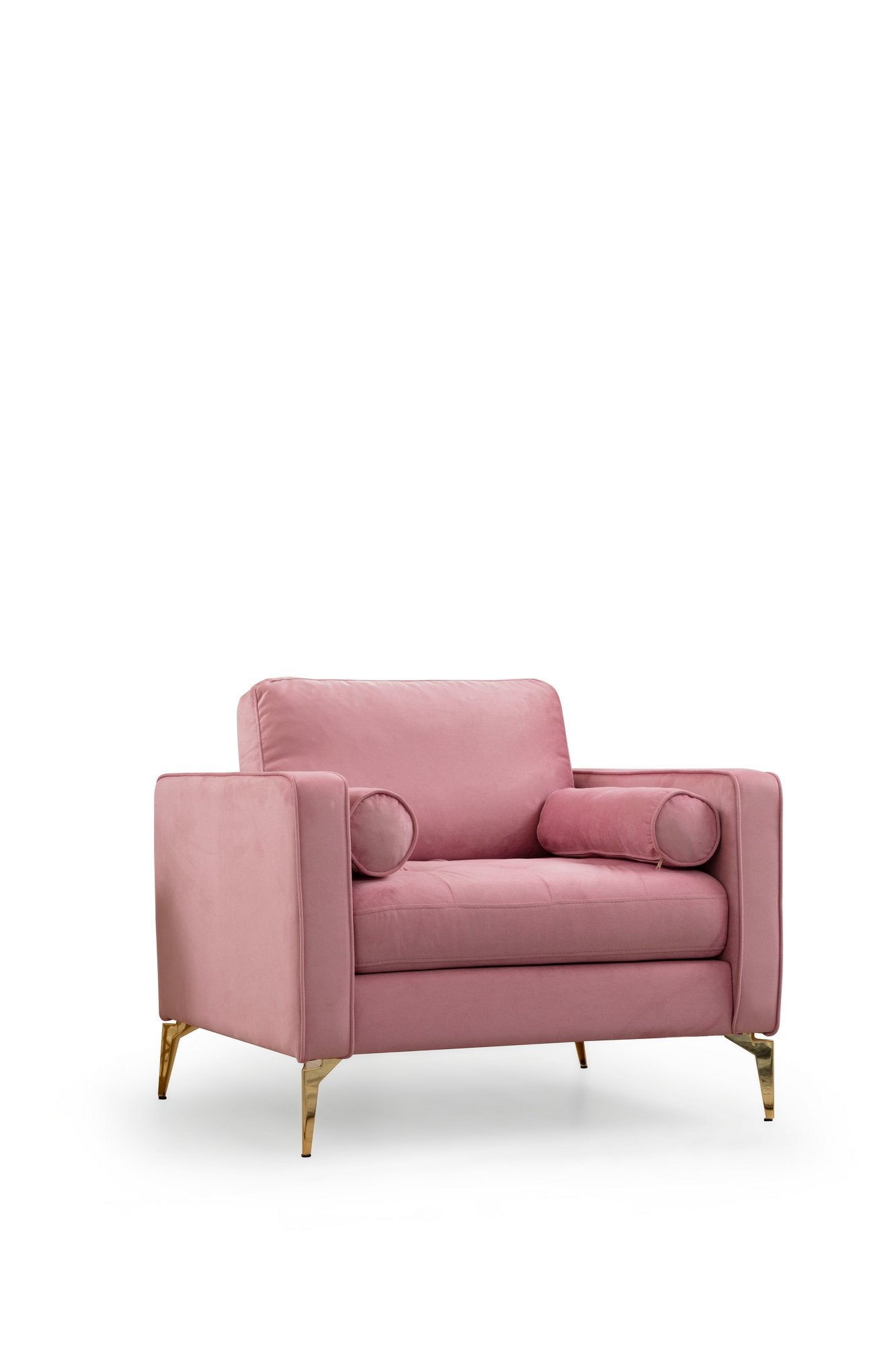 Poltrona Elegante em Rosa-claro, Madeira de Faia e Estrutura de Aglomerado, 105x85x90 cm | 100% Poliéster, 2 Almofadas Inclusas | Design Glamouroso para Espaços Modernos