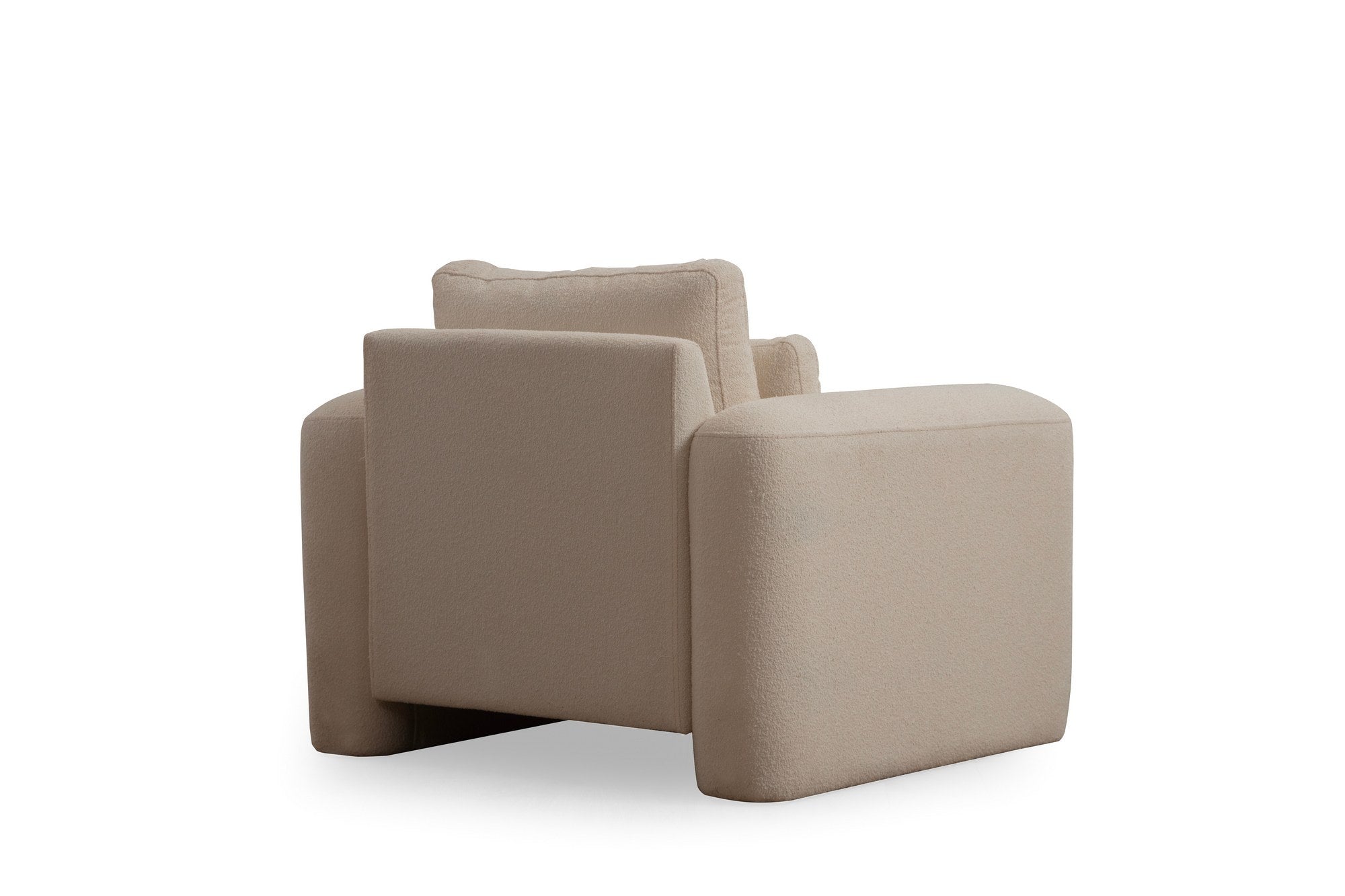 Poltrona Elegante, Cor Creme, 98 x 97 x 73 cm | Estrutura em Madeira de Faia e Aglomerado, 100% Poliéster, Espuma 28 DNS | Almofadas Portáteis, Tecido Lavável a Seco