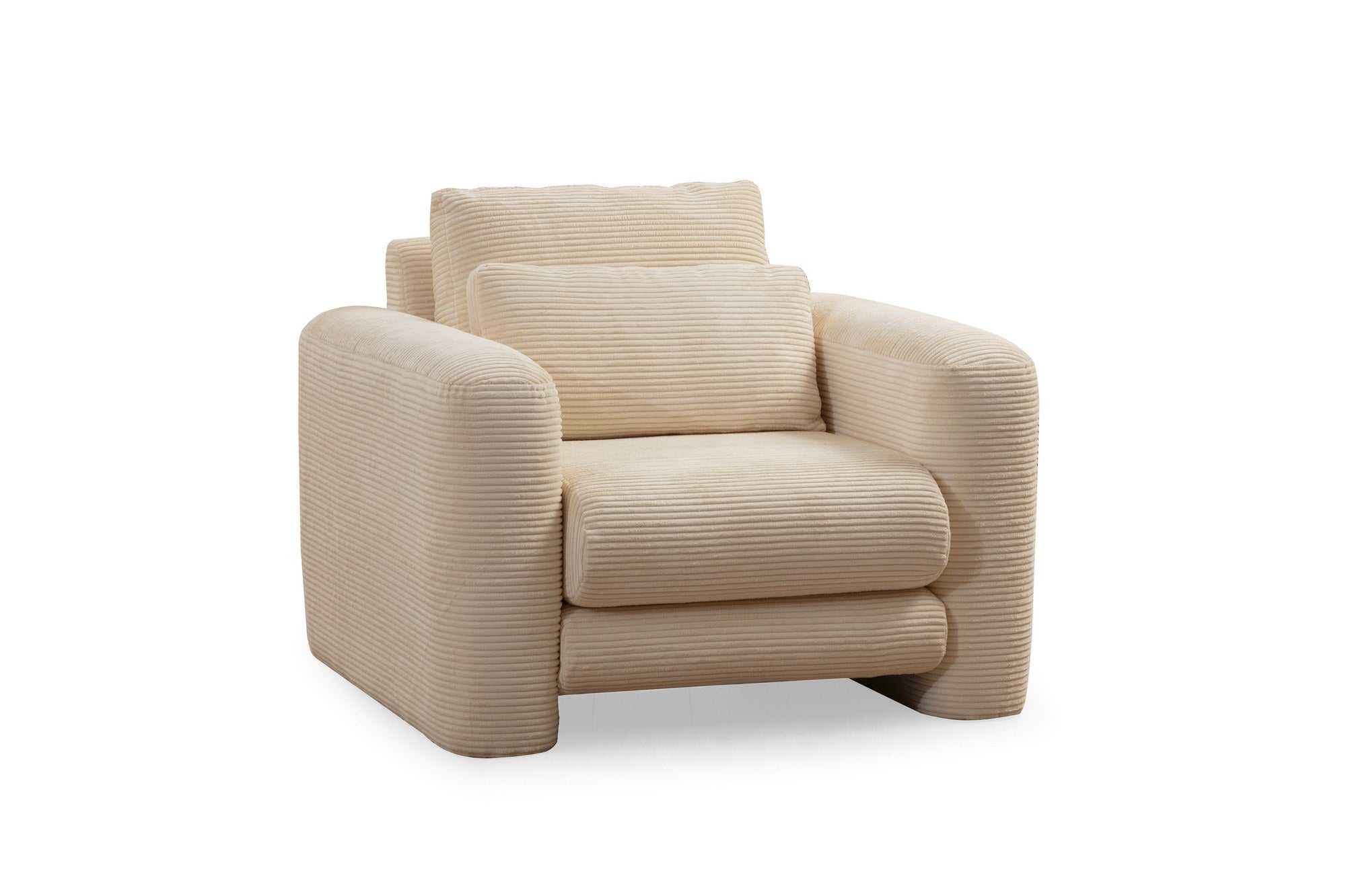 Poltrona Elegante, Bege, 98 x 97 x 73 cm | Estrutura em madeira de faia e aglomerado, 100% poliéster, espuma 28 DNS | Almofadas portáteis, tecido lavável a seco