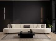 Sofá de canto elegante em formato de U, cor creme, 390 x 100 x 70 cm | Estrutura em madeira de faia, 100% poliéster, espuma 28 DNS | Elegante e confortável para salas de estar modernas