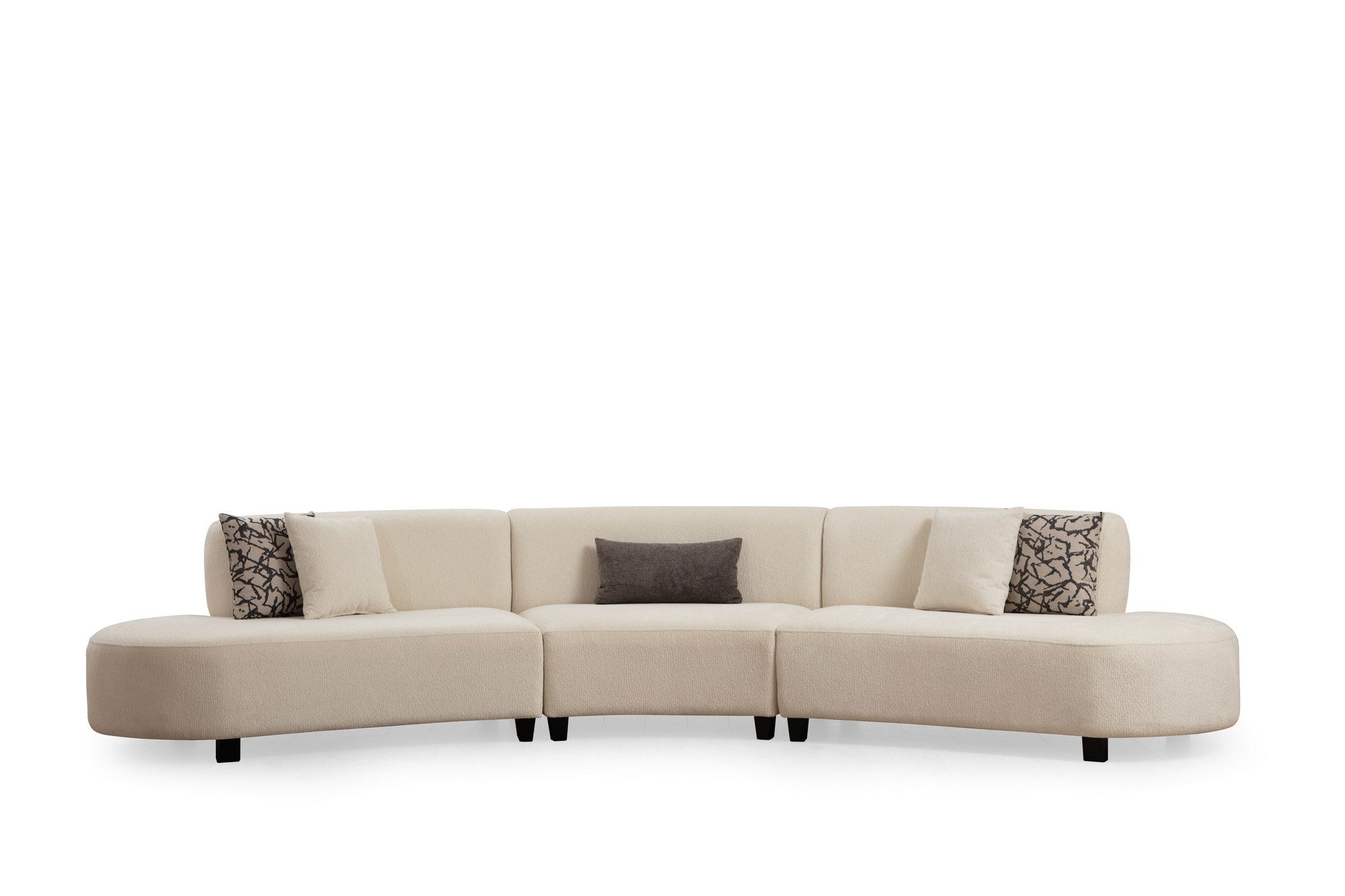 Sofá de canto elegante em formato de U, cor creme, 390 x 100 x 70 cm | Estrutura em madeira de faia, 100% poliéster, espuma 28 DNS | Elegante e confortável para salas de estar modernas