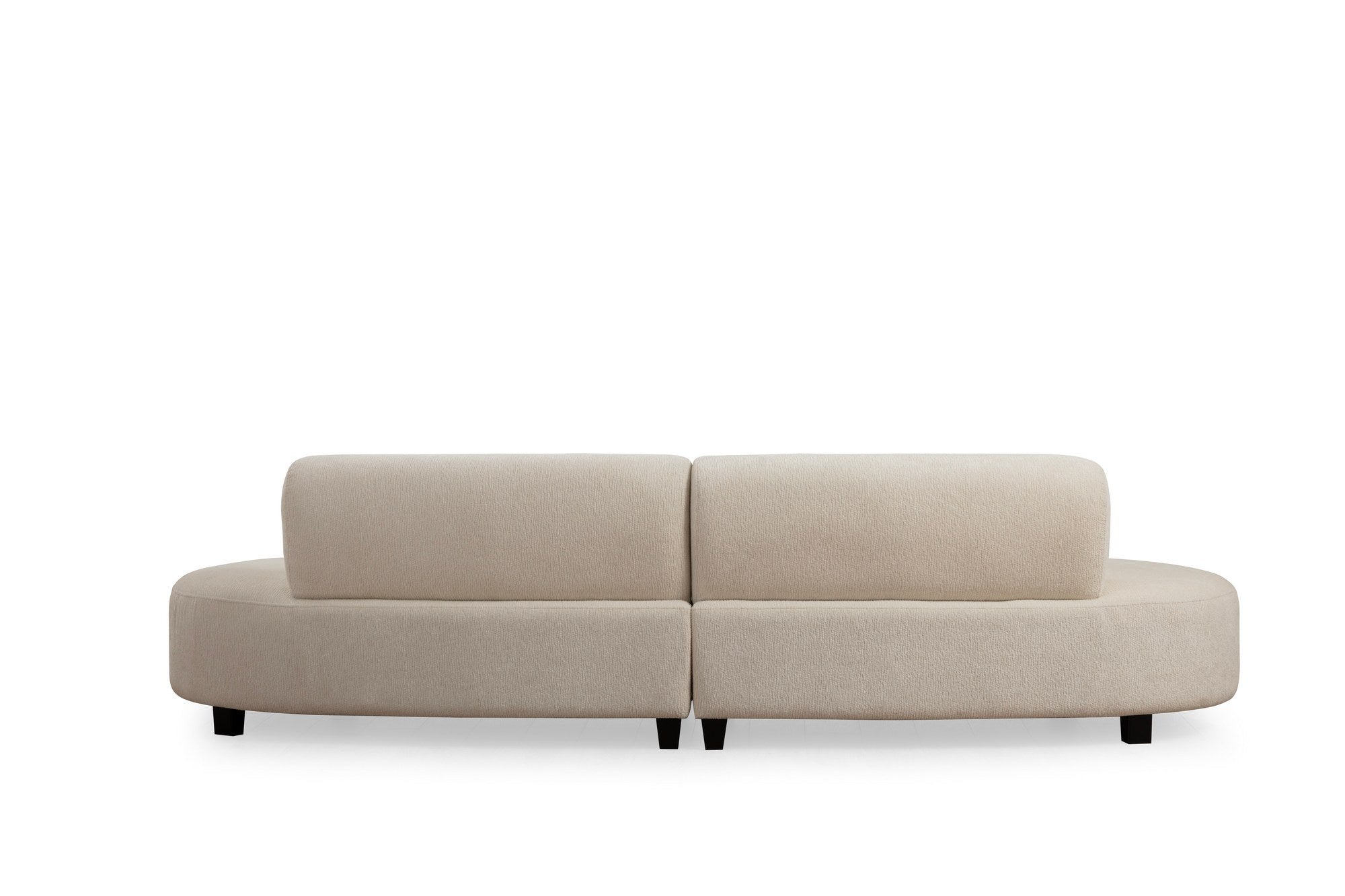 Sofá de canto elegante em formato de U, cor creme, 300 x 100 x 70 cm | Estrutura em madeira de faia, 100% poliéster, espuma 28 DNS | Inclui 2 almofadas, tecido lavável a seco