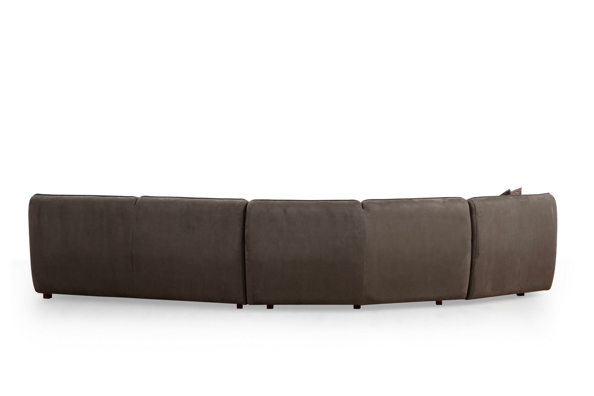 Sofá de canto elegante, marrom, 360 cm | Estrutura em madeira de faia e aglomerado, 100% poliéster, espuma 28 DNS | Almofadas fixas, pernas em nogueira, conforto moderno