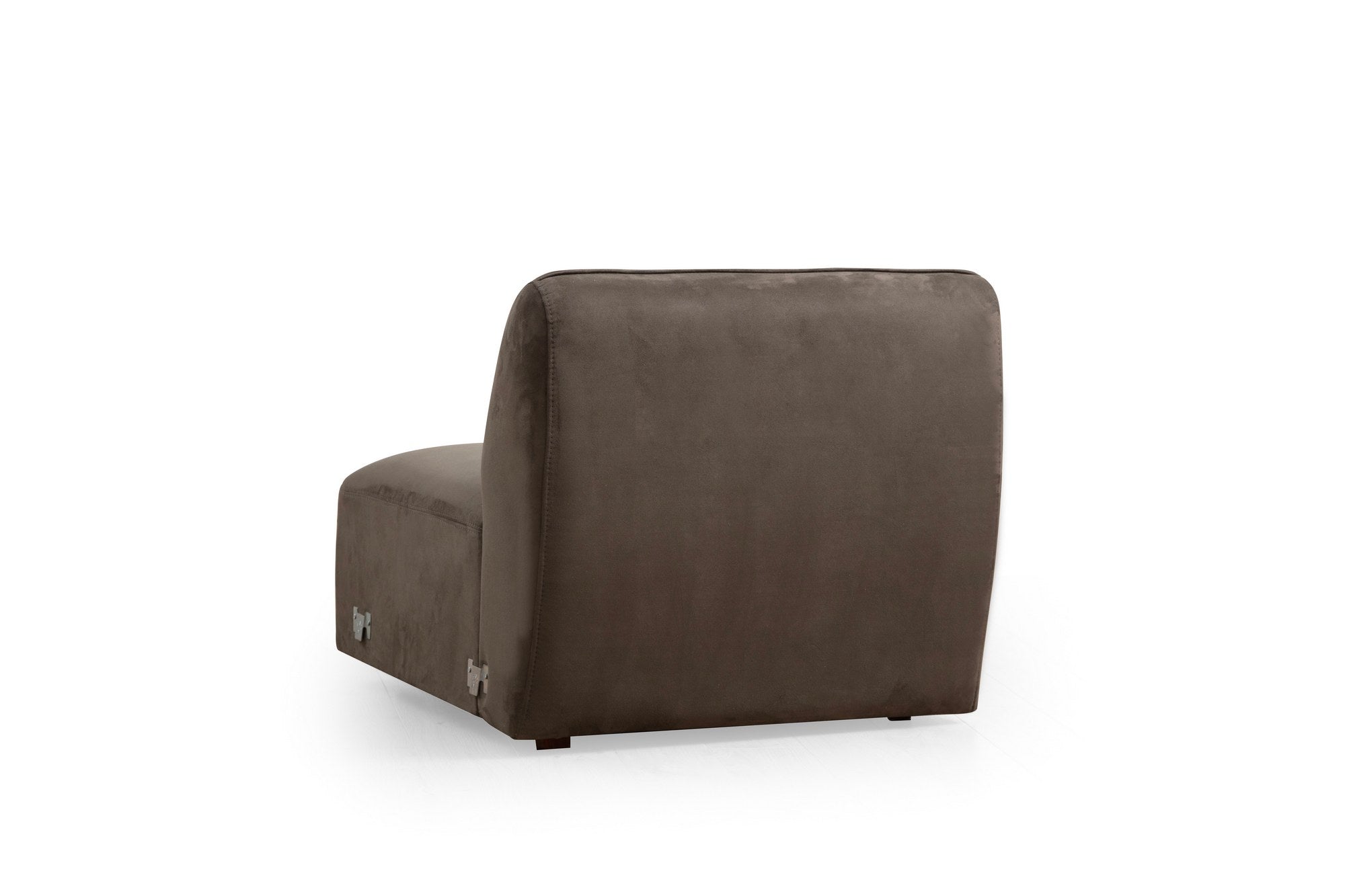 Sofá de canto elegante, marrom, 376 x 108 x 79 cm | Estrutura em madeira de faia e aglomerado, 100% poliéster, espuma 28 DNS | Almofadas fixas, pés de nogueira, lavável a seco