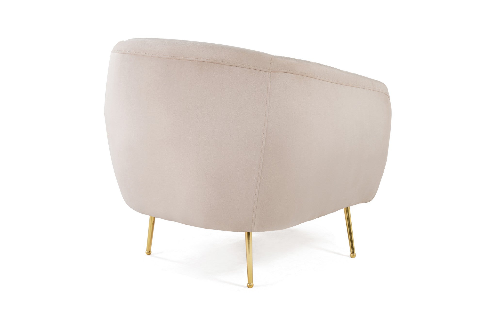 Poltrona Elegante com Pernas de Metal Dourado, Tecido Bege, 70x82x82 cm | Estrutura em Madeira de Faia, Almofadas de Espuma Macia e Penas, Inclui 1 Travesseiro, Lavável a Seco