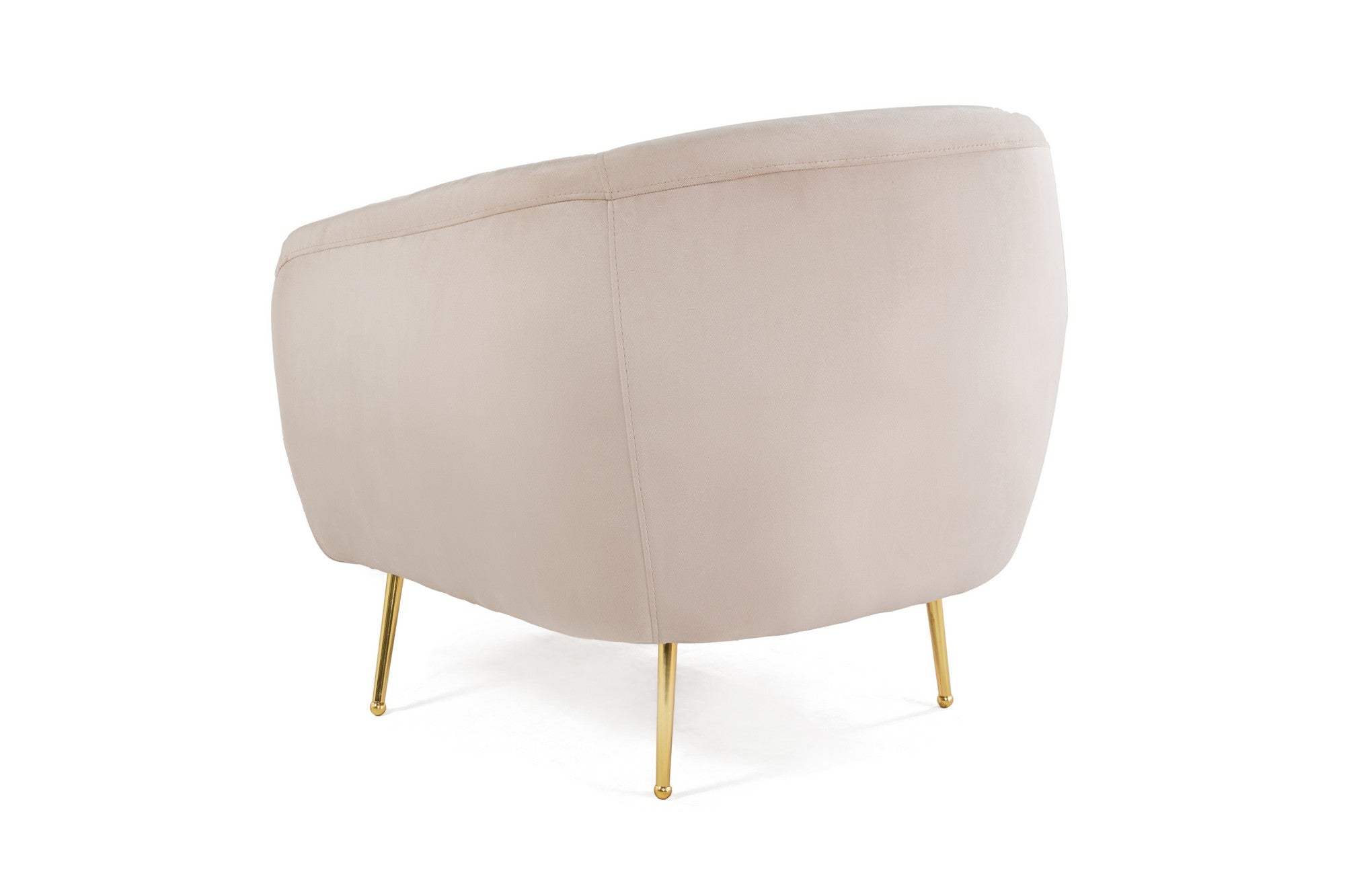Poltrona Elegante com Pernas de Metal Dourado, Tecido Bege, 70x82x82 cm | Estrutura em Madeira de Faia, Almofadas de Espuma Macia e Penas, Inclui 1 Travesseiro, Lavável a Seco