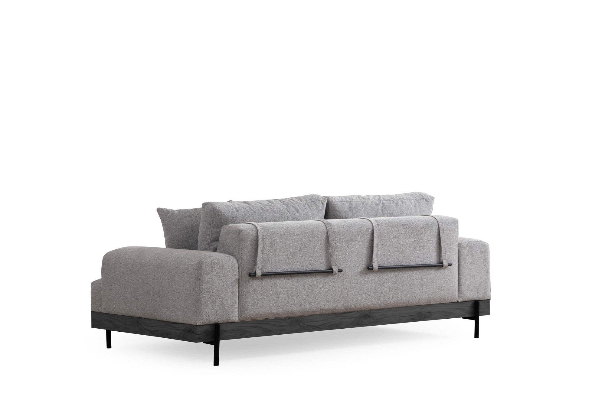 Sofá elegante de 3 lugares, tecido cinza, 220 x 98 x 78 cm | Estrutura em madeira de faia e aglomerado, pernas de metal | Espuma macia e almofadas portáteis, perfeito para salas de estar modernas