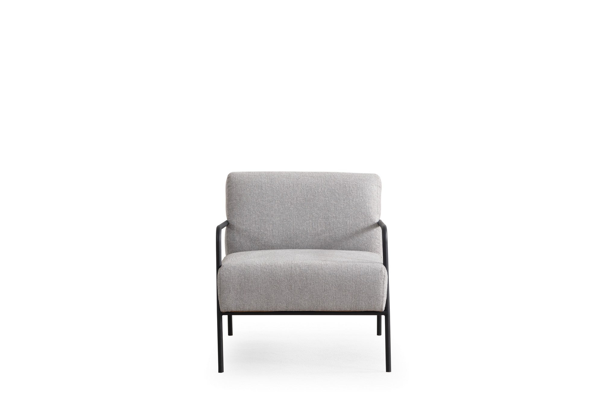 Poltrona de orelhas estilosa, tecido cinza, 70 x 90 x 75 cm | Estrutura em madeira de faia e aglomerado, pernas em metal preto | Almofadas de espuma macia, lavável a seco | Perfeita para sala de estar e escritório