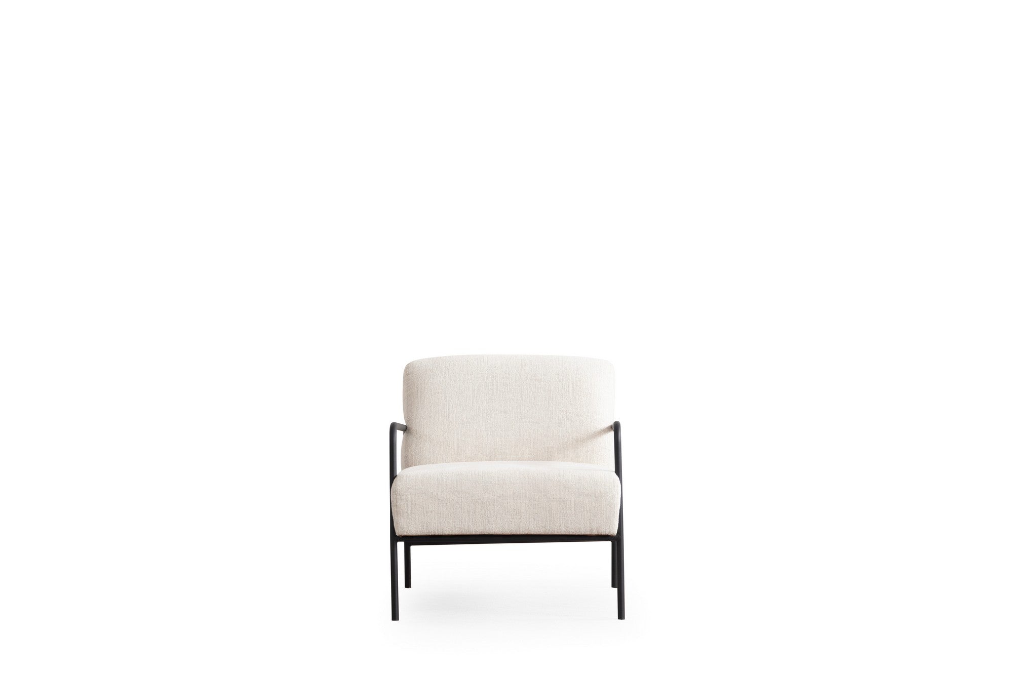 Poltrona Elegante, Branca, 70 x 90 x 75 cm | Estrutura em madeira de faia e aglomerado, 100% poliéster, almofadas de espuma macia | Pernas de metal pretas elegantes, laváveis a seco