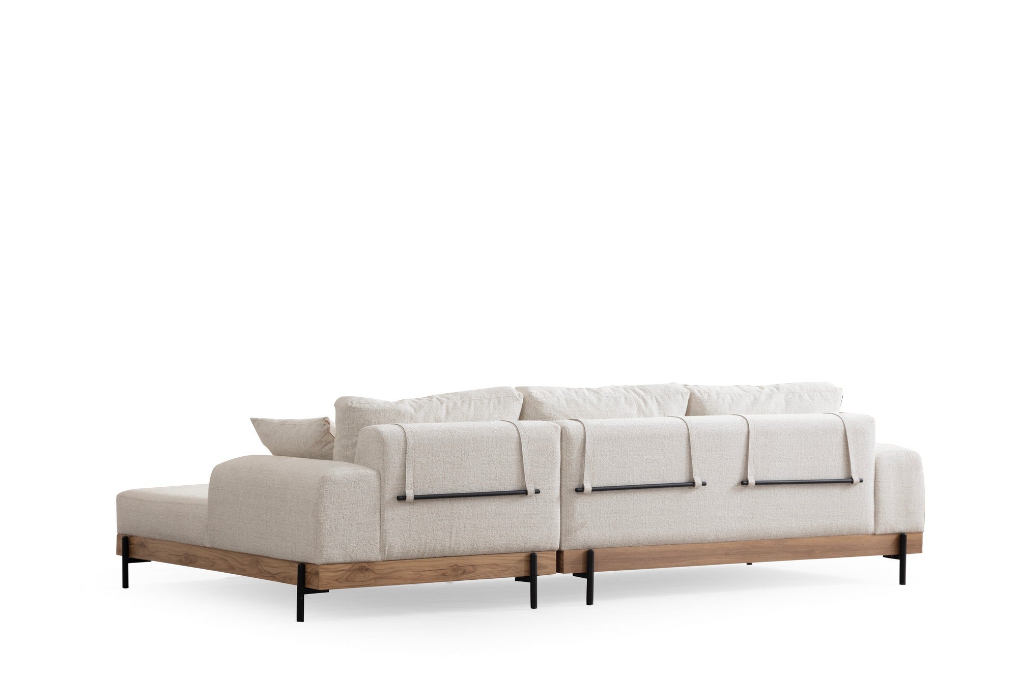 Sofá de canto elegante, branco, 280 x 170 cm | Estrutura em madeira de faia e aglomerado, 100% poliéster, assento em espuma macia | Design moderno com pernas de metal