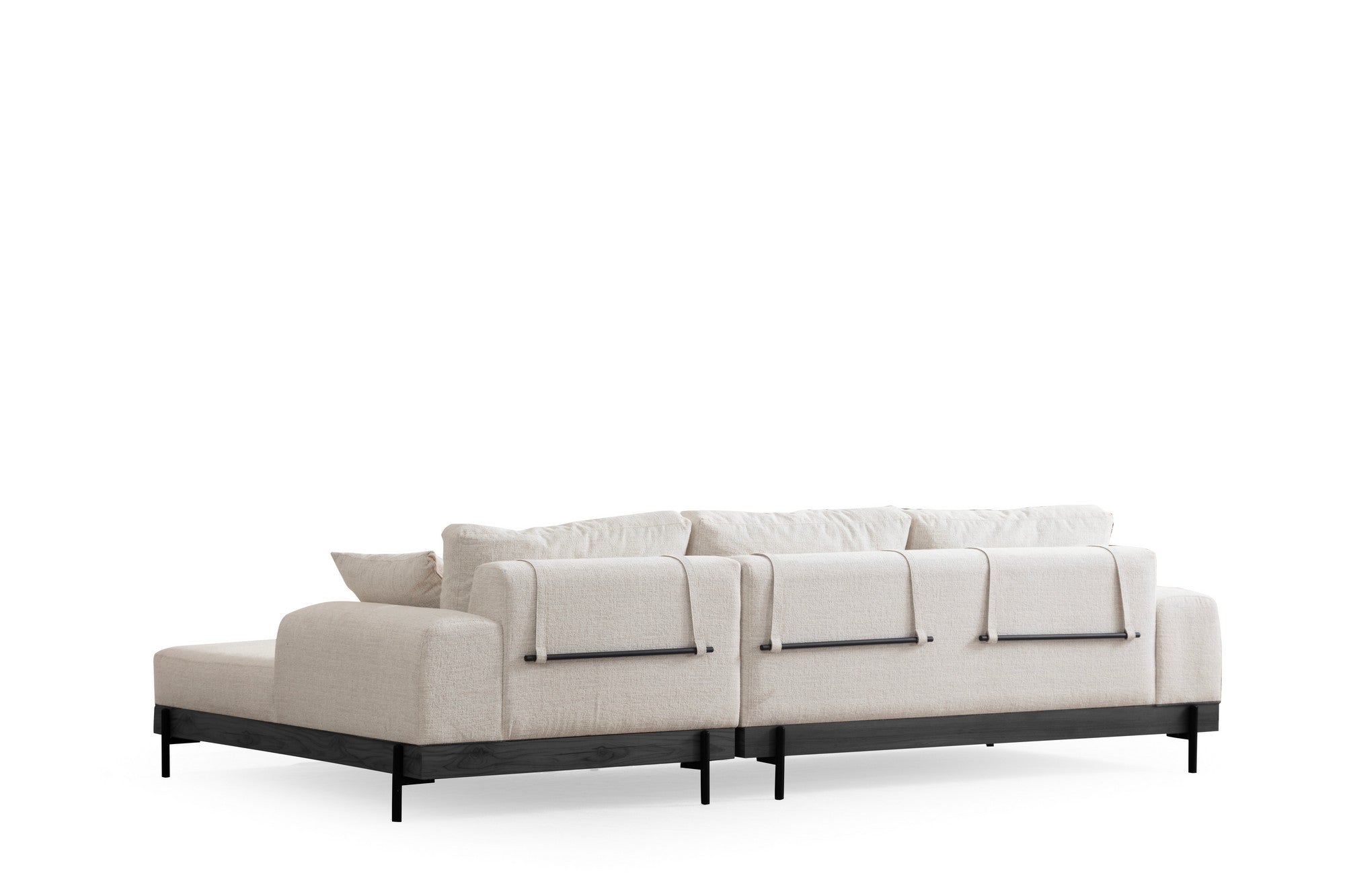 Sofá de canto elegante, branco, 280 x 170 cm | Estrutura em madeira de faia e aglomerado, 100% poliéster, assento em espuma macia | Design moderno com pernas de metal