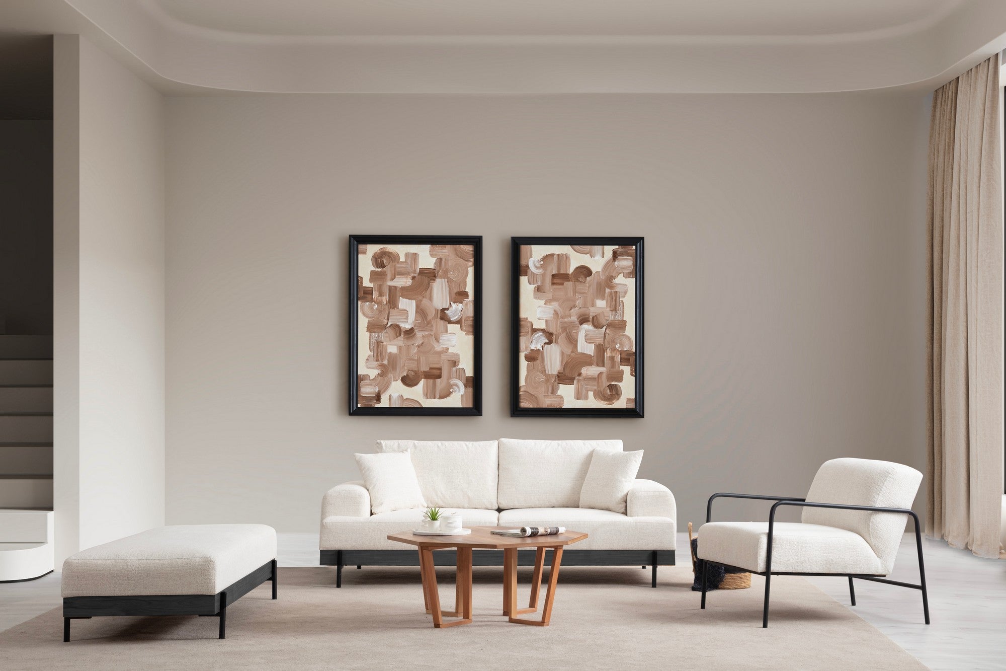 Puff elegante com estrutura de madeira de faia, 158x68x38 cm, espuma cinza macia e almofada de encosto portátil, pernas de metal, tecido lavável a seco, design branco moderno