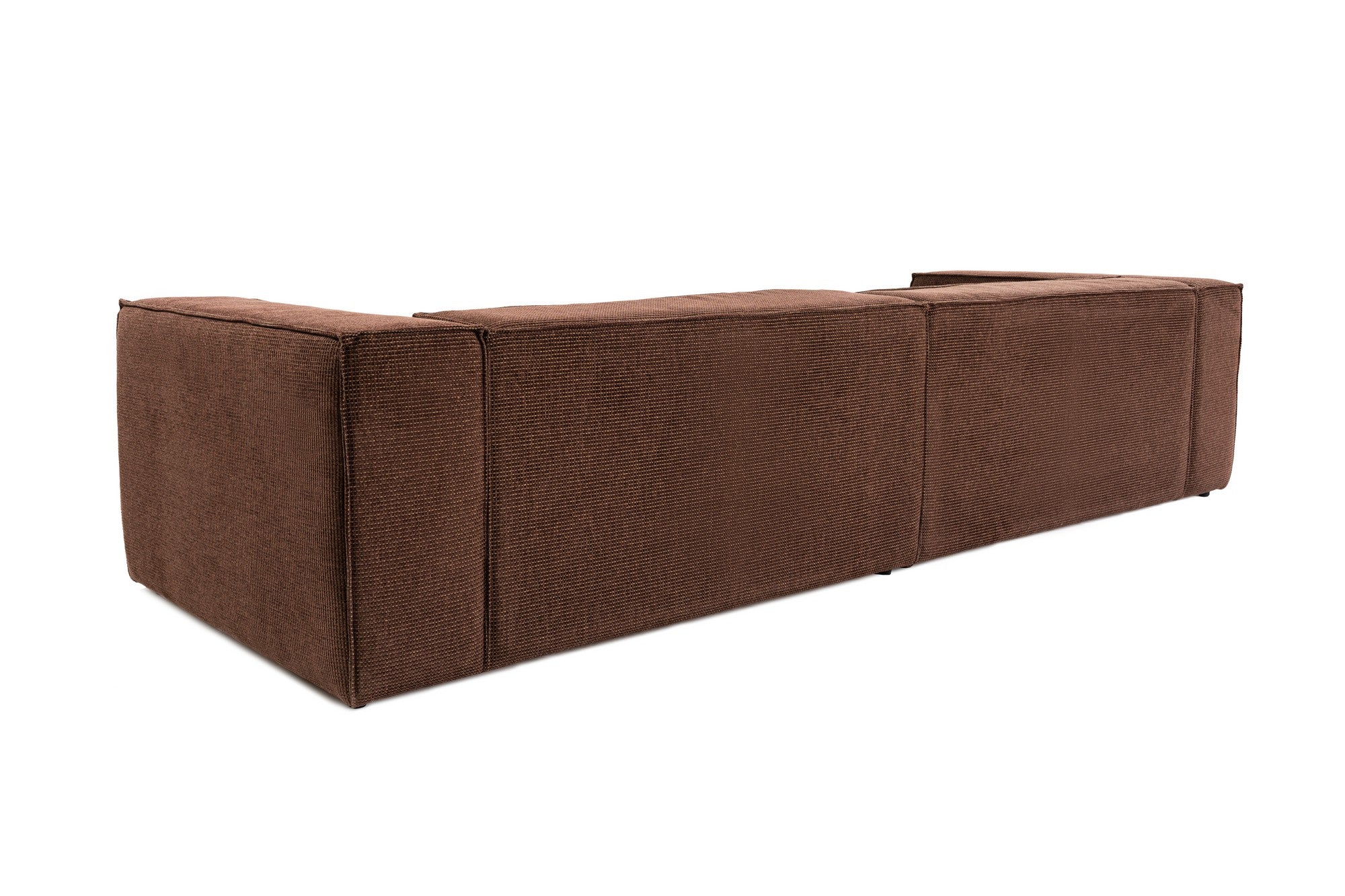 Sofá elegante de 4 lugares, tecido de linho marrom, 300 x 108 x 65 cm | Assentos de espuma DNS 32, pernas de plástico, inclui 2 almofadas | Perfeito para salas de estar modernas