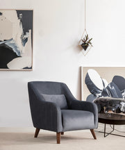 Poltrona Elegante, Cinza Escuro, 60 x 72 x 81 cm | Estrutura em Madeira de Faia e Aglomerado, 100% Poliéster, Almofada de Espuma Macia | Elegante e Confortável para Sala de Estar