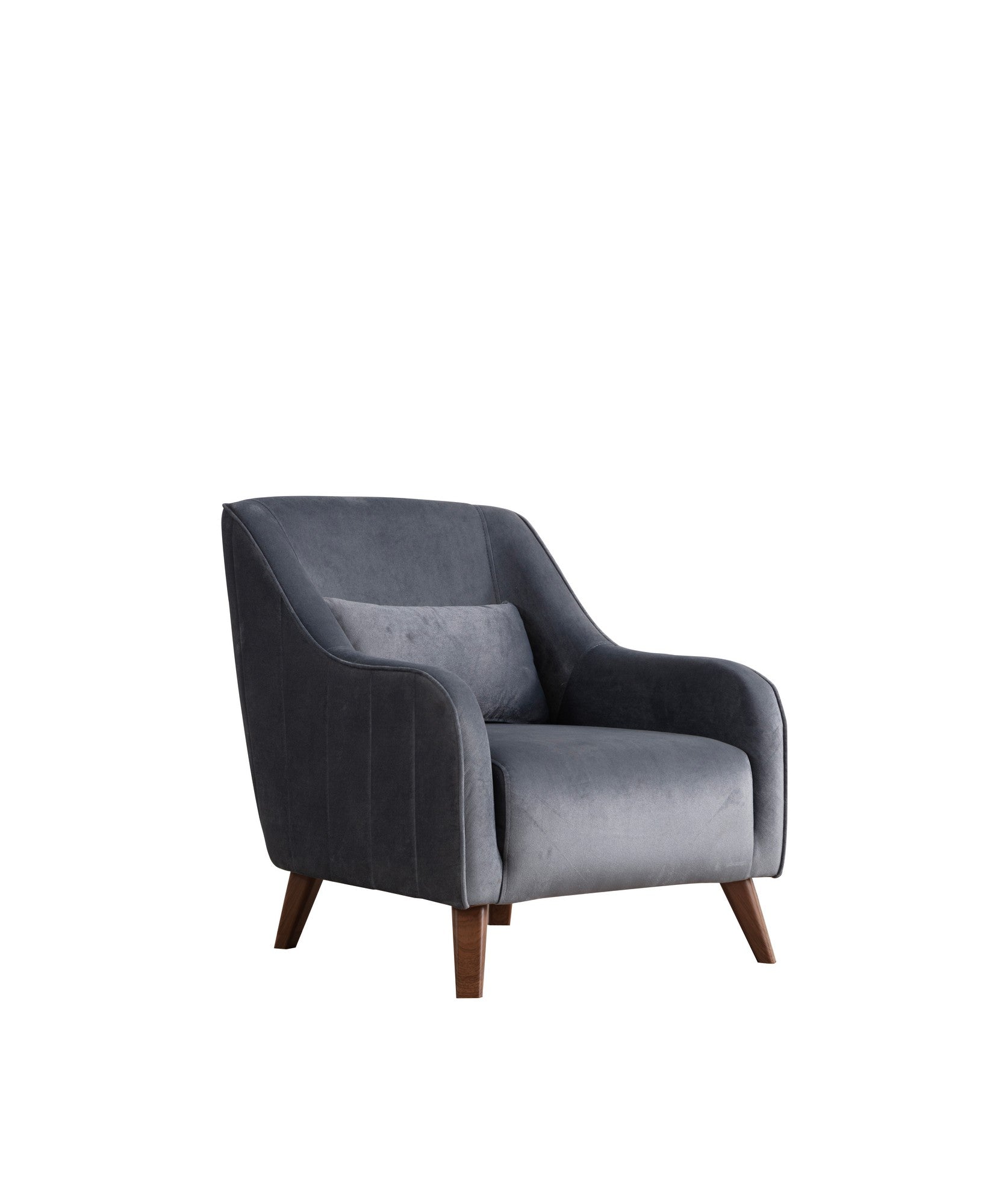 Poltrona Elegante, Cinza Escuro, 60 x 72 x 81 cm | Estrutura em Madeira de Faia e Aglomerado, 100% Poliéster, Almofada de Espuma Macia | Elegante e Confortável para Sala de Estar