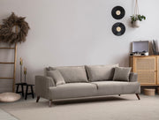 Sofá elegante de 3 lugares, cinza claro, 220 x 100 x 78 cm | Estrutura em madeira de faia e aglomerado, 100% poliéster, lavável a seco | Design confortável e moderno para salas de estar