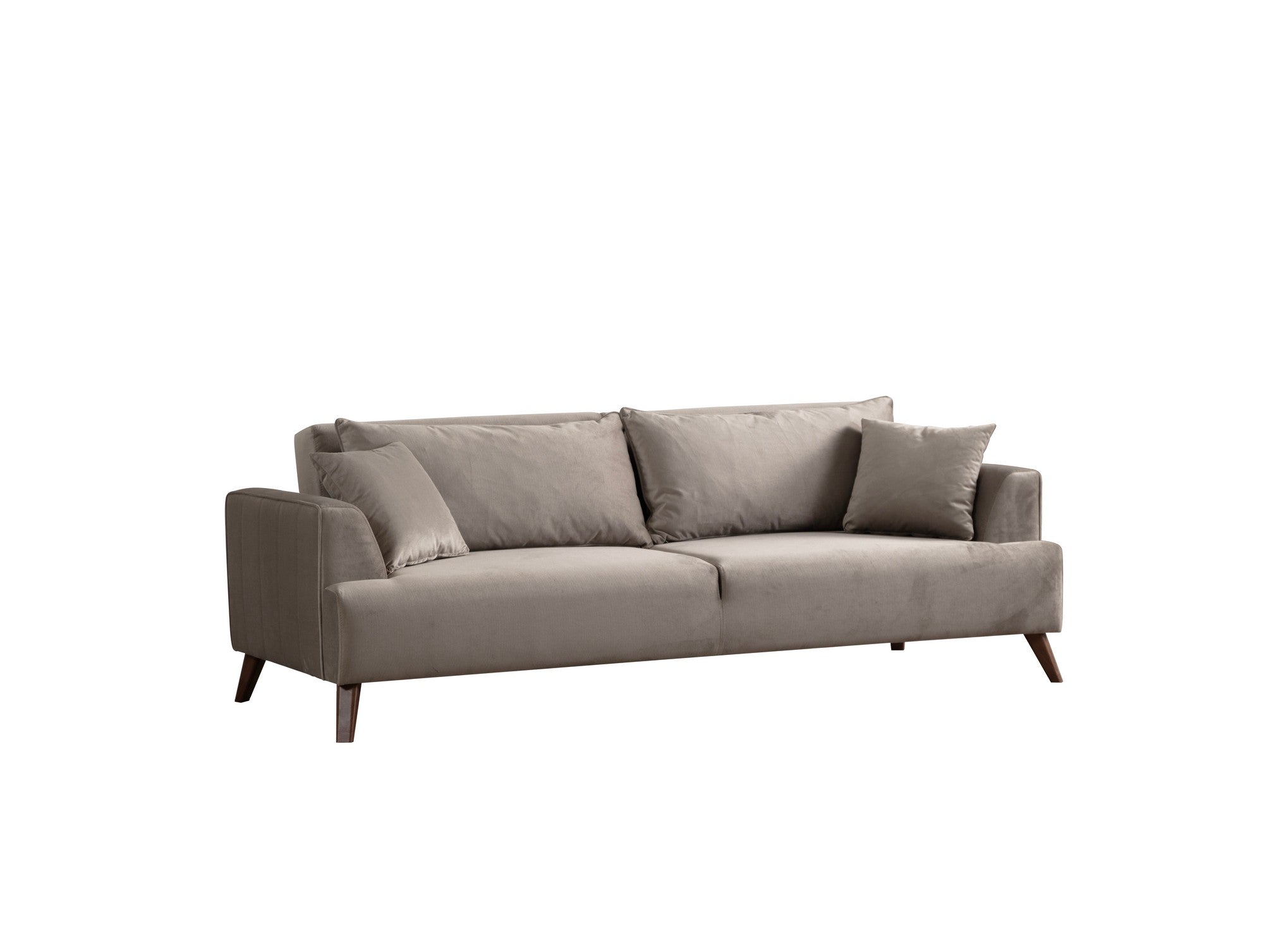 Sofá elegante de 3 lugares, cinza claro, 220 x 100 x 78 cm | Estrutura em madeira de faia e aglomerado, 100% poliéster, lavável a seco | Design confortável e moderno para salas de estar