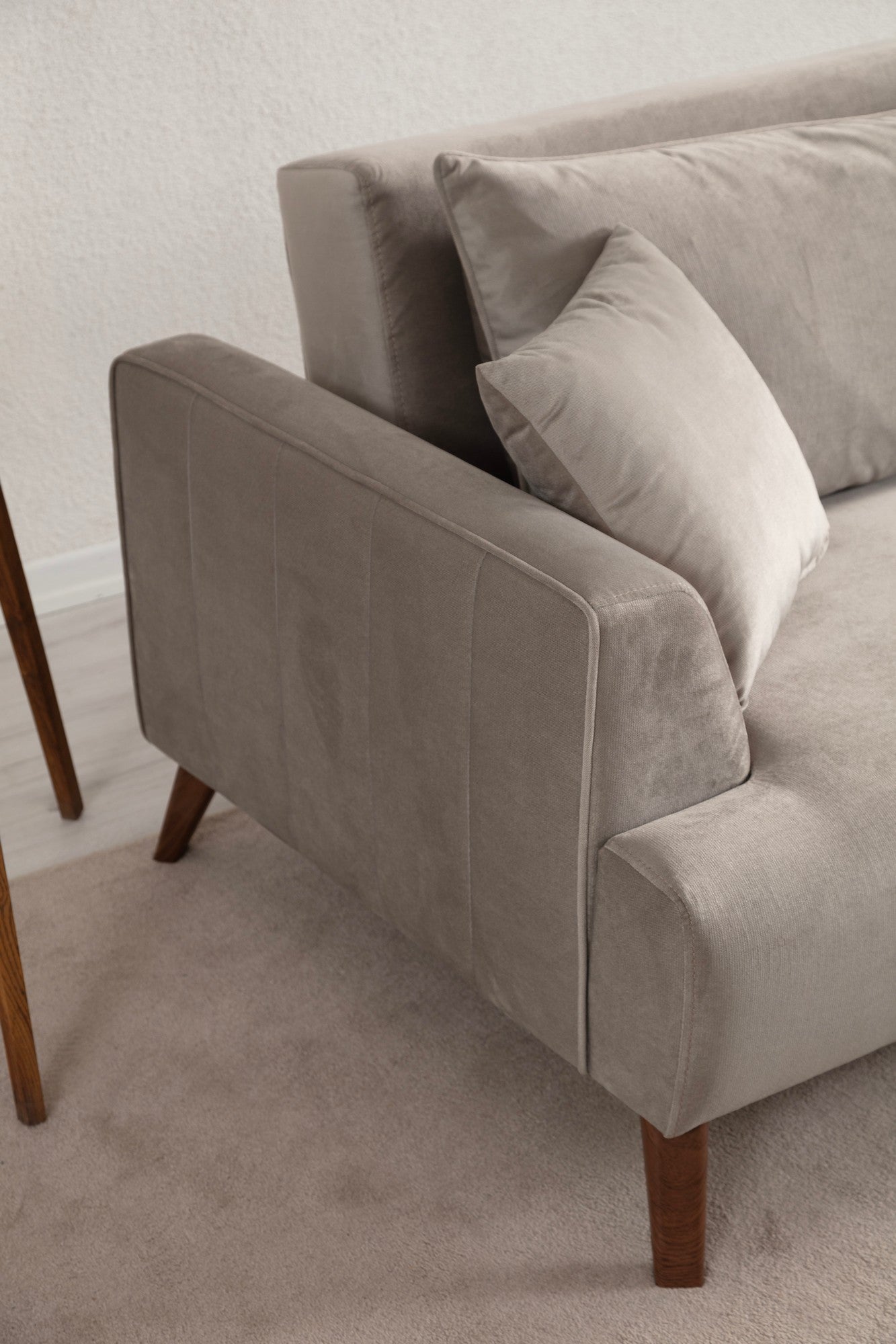 Sofá elegante de 3 lugares, cinza claro, 220 x 100 x 78 cm | Estrutura em madeira de faia e aglomerado, 100% poliéster, lavável a seco | Design confortável e moderno para salas de estar