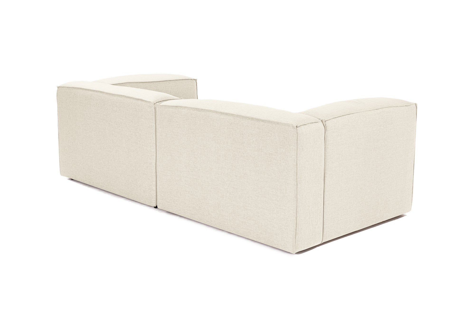 Sofá de 2 lugares em cru, estrutura 100% madeira de carpa, tecido 100% linho, espuma 32 DNS, 214 x 66 x 105 cm | Elegante e confortável para espaços de vida modernos