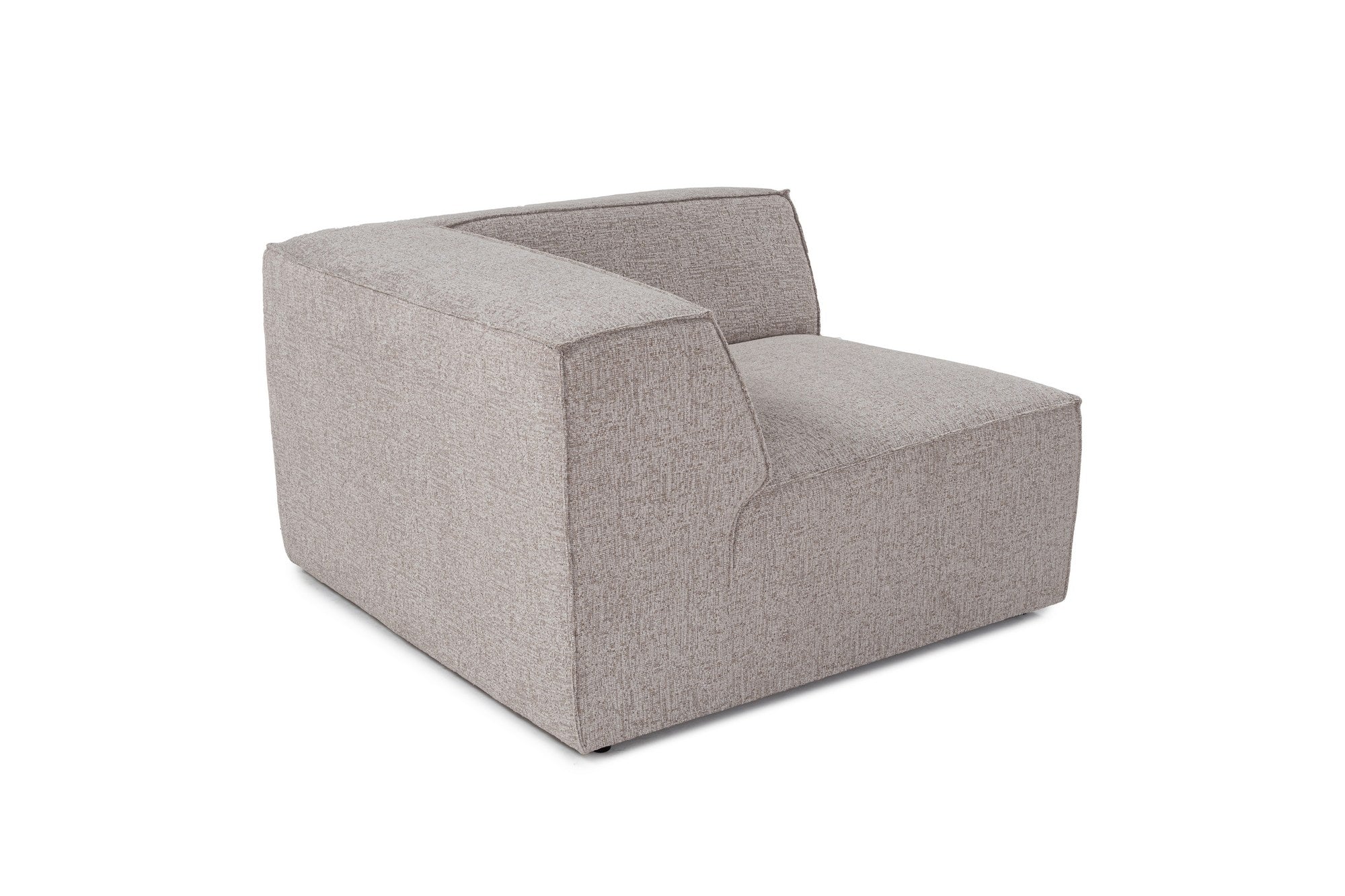 Poltrona elegante de 1 lugar, cor mocha, 108 x 108 x 65 cm | Estrutura 100% madeira de carpa, tecido 100% linho, espuma 32 DNS | Elegante e confortável para espaços de convivência modernas