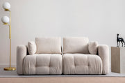 Sofá de 2 lugares – 300 x 120 x 65 cm – bege – madeira de faia e aglomerado