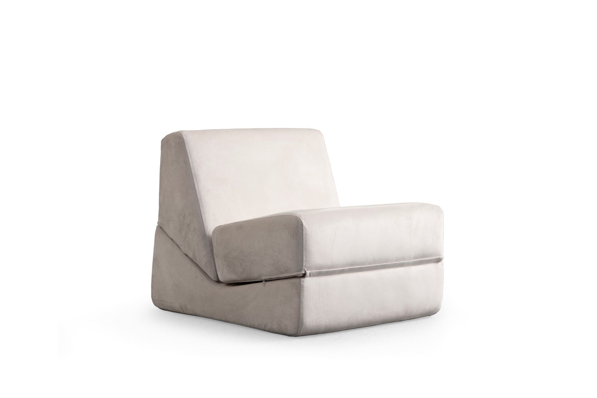 Poltrona-cama de 1 lugar – 70 cm x 100 cm x 70 cm – creme – 100% poliéster