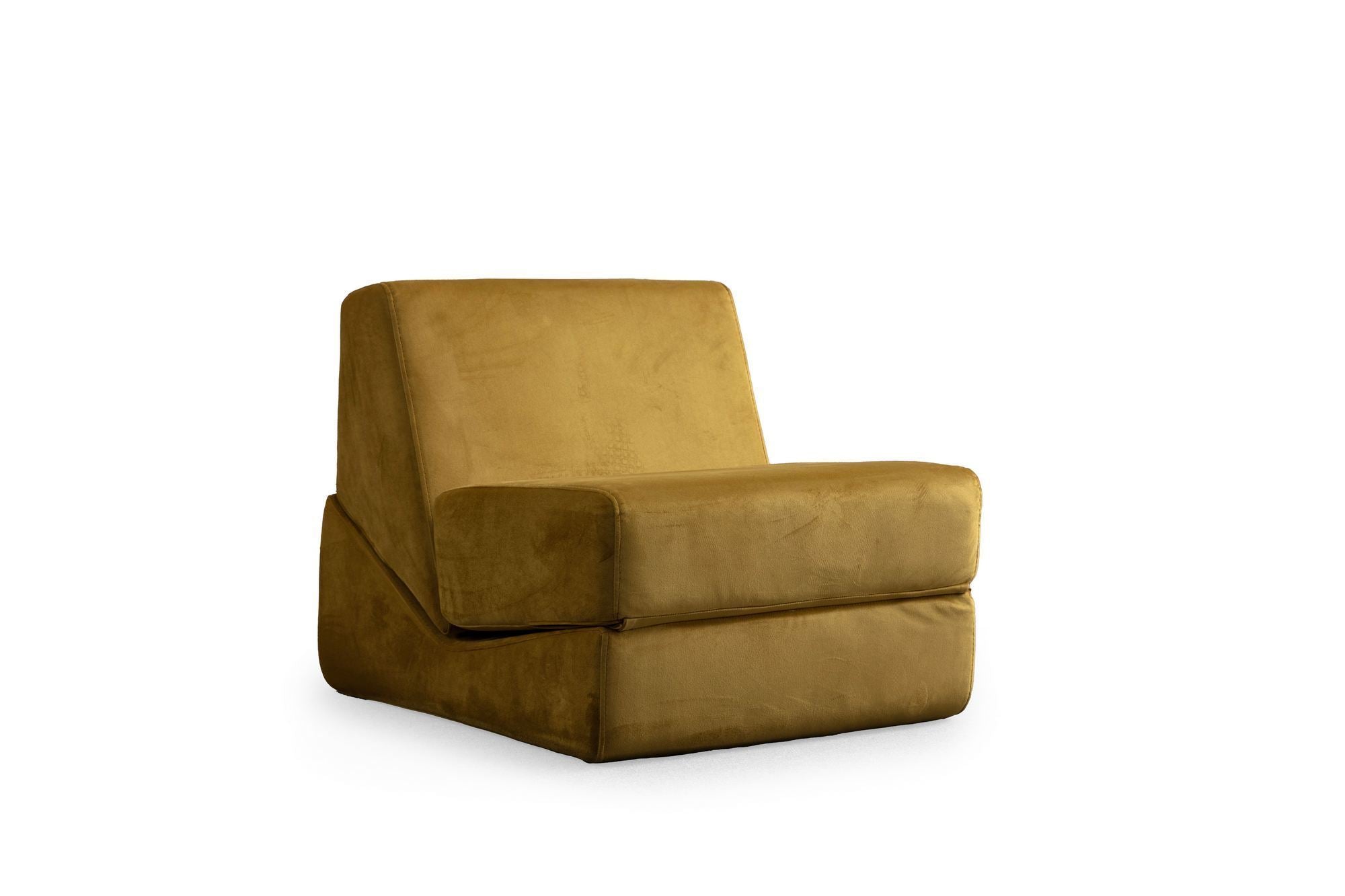 Poltrona-cama de 1 lugar – 70 cm x 100 cm x 70 cm – Mostarda – 100% Poliéster