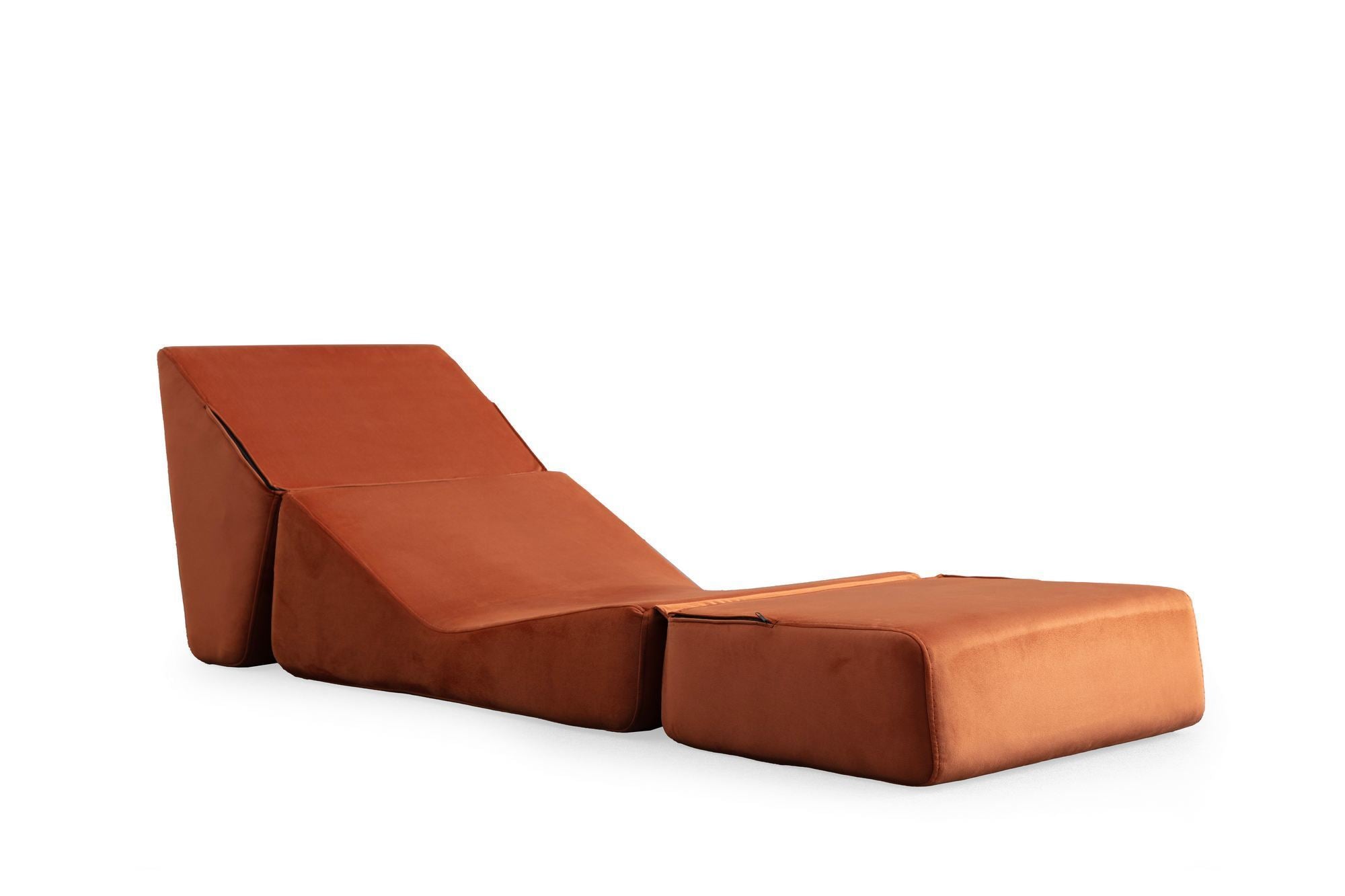 Poltrona-cama de 1 lugar – 70 cm x 100 cm x 70 cm – Laranja – 100% Poliéster