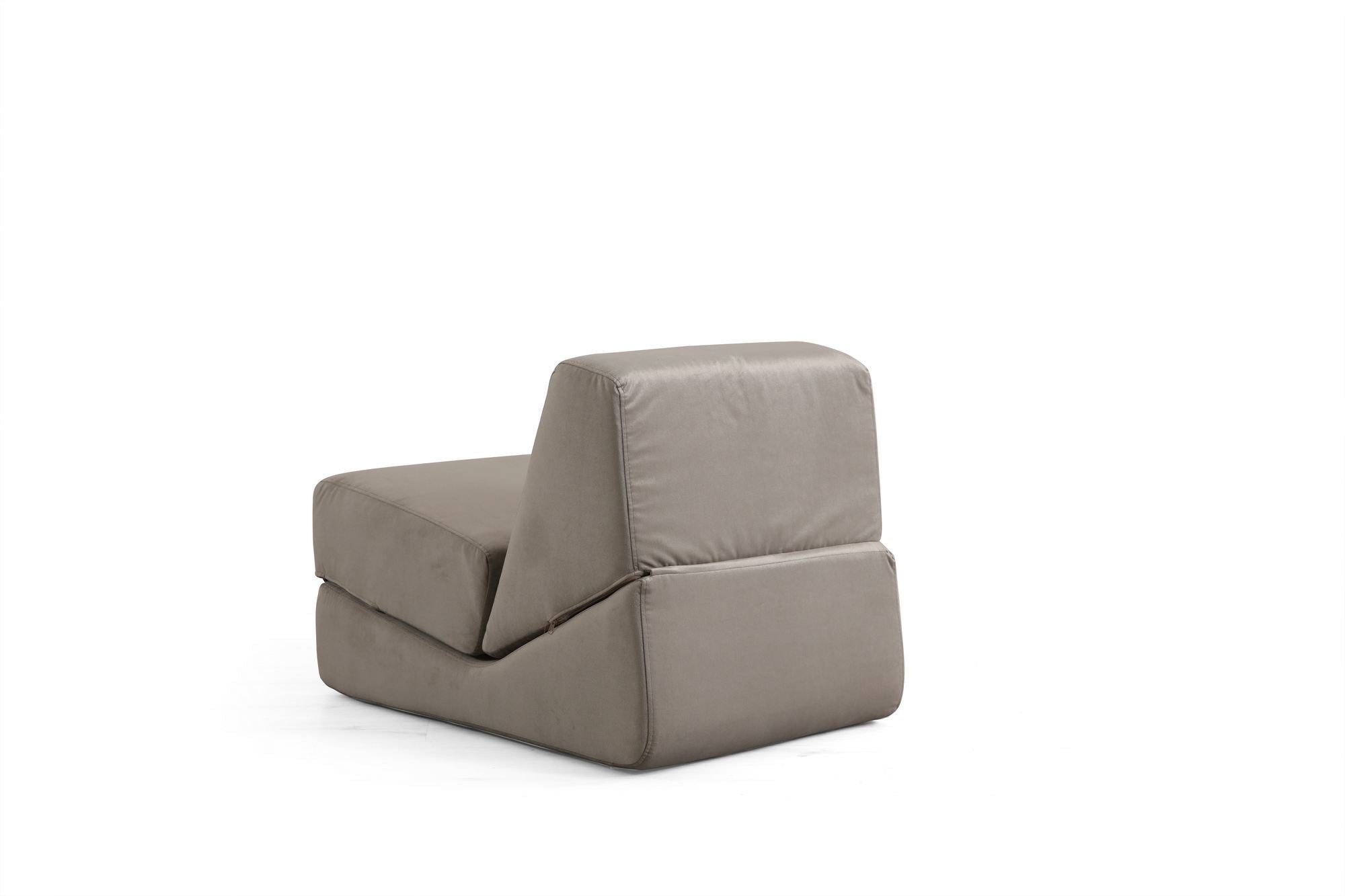 Poltrona-cama de 1 lugar – 70 cm x 100 cm x 70 cm – Bege – Tecido 100% poliéster
