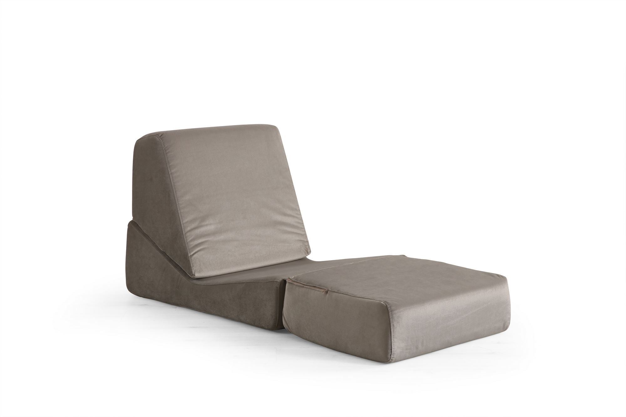 Poltrona-cama de 1 lugar – 70 cm x 100 cm x 70 cm – Bege – Tecido 100% poliéster