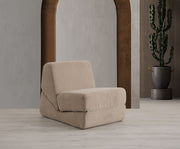 Sofá-Cama de 1 Lugar – 70cm x 100cm x 70cm – Creme Escuro – 100% Poliéster