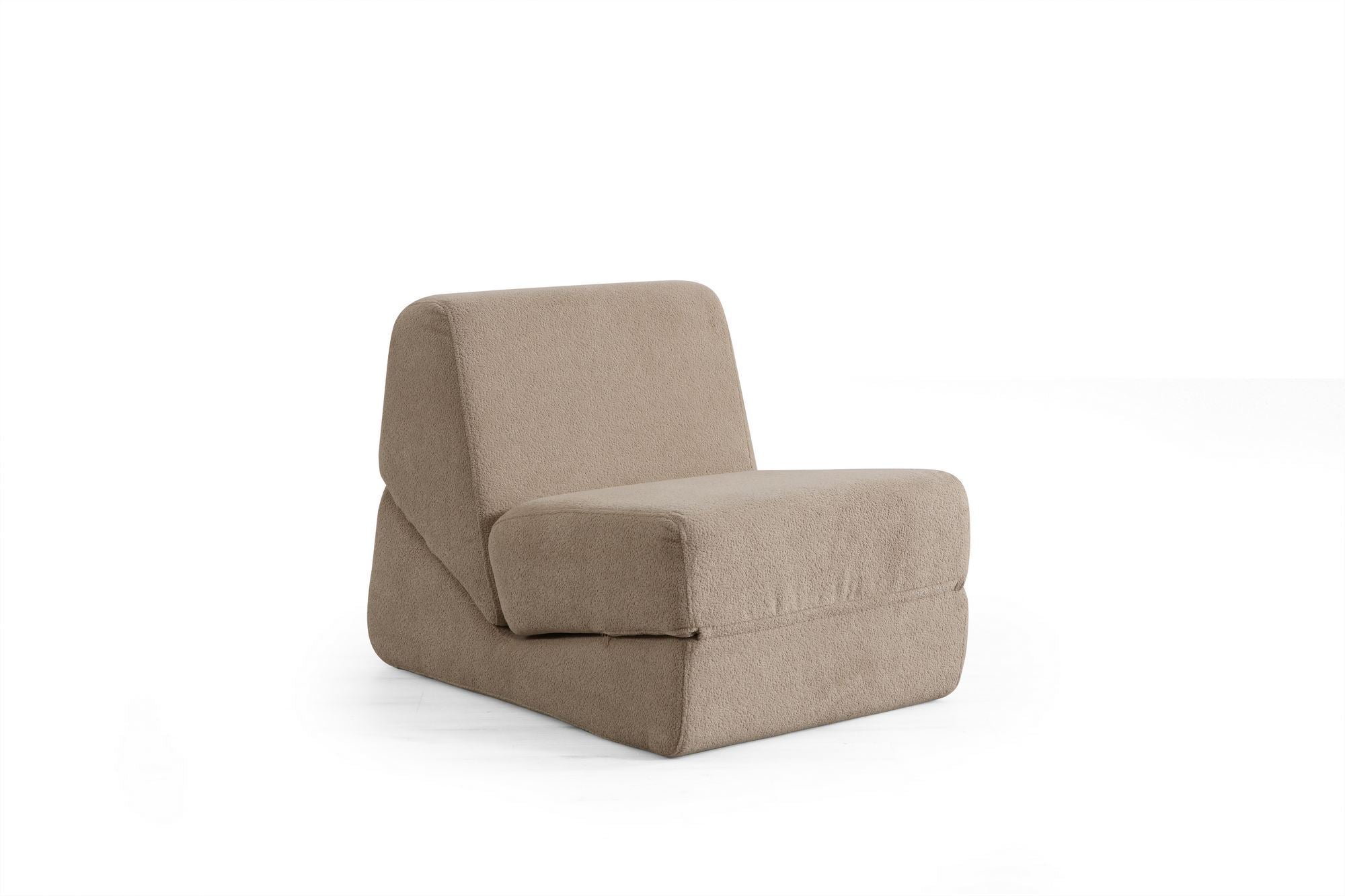 Sofá-Cama de 1 Lugar – 70cm x 100cm x 70cm – Creme Escuro – 100% Poliéster