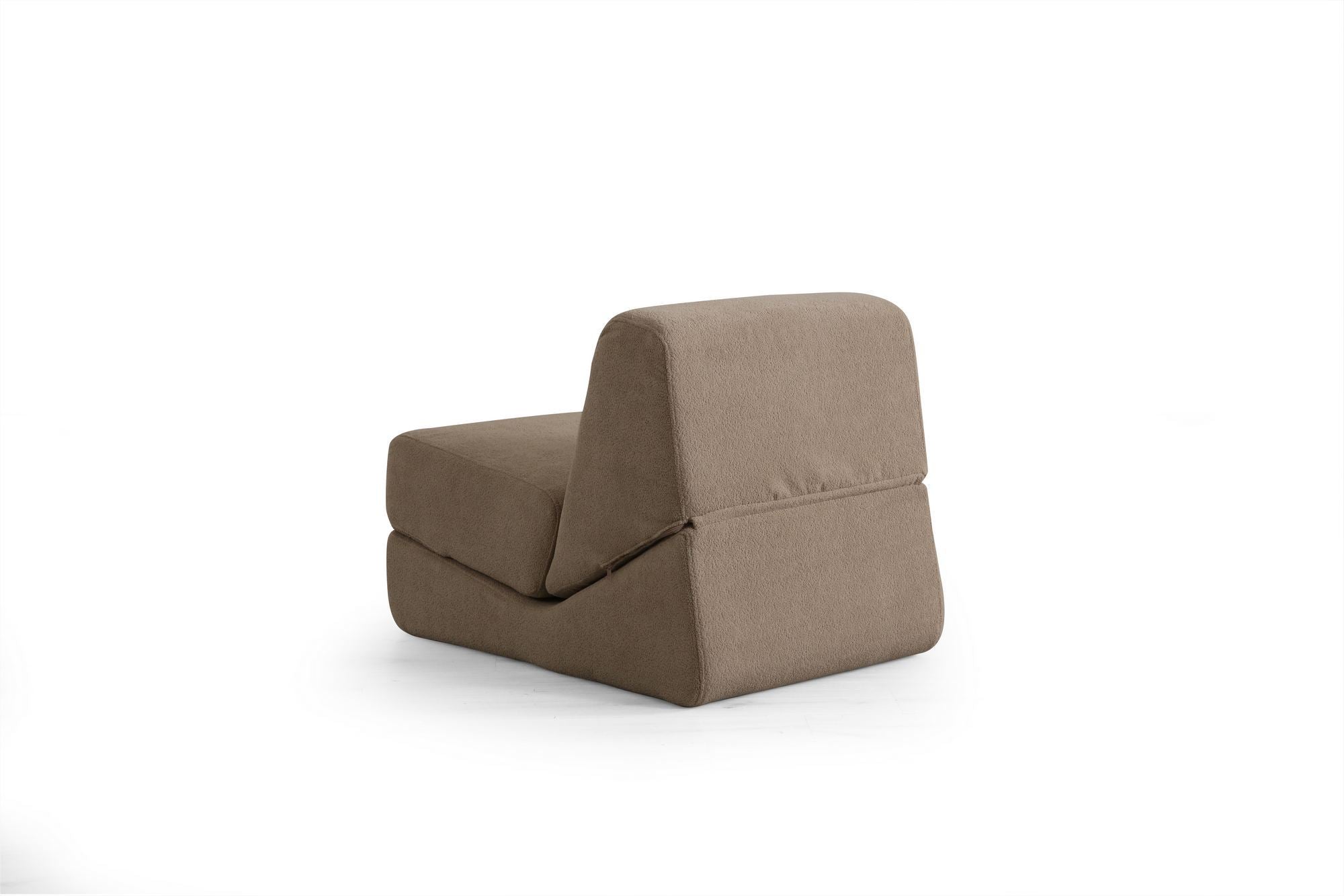 Sofá-Cama de 1 Lugar – 70cm x 100cm x 70cm – Creme Escuro – 100% Poliéster