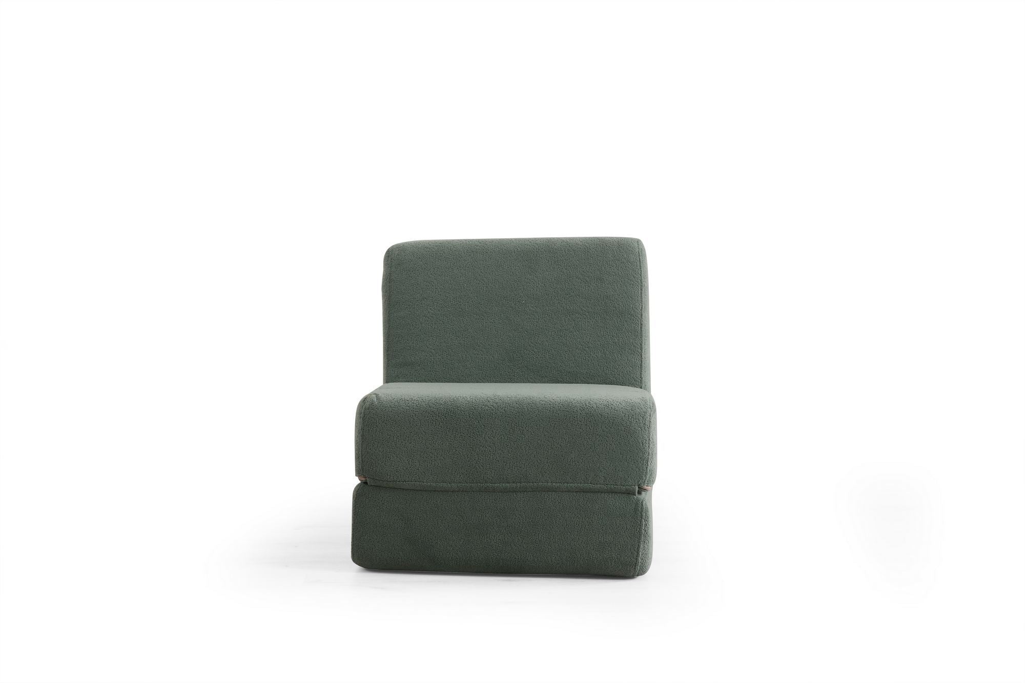 Poltrona-cama de 1 lugar – 70 cm x 100 cm x 70 cm – Verde – 100% Poliéster