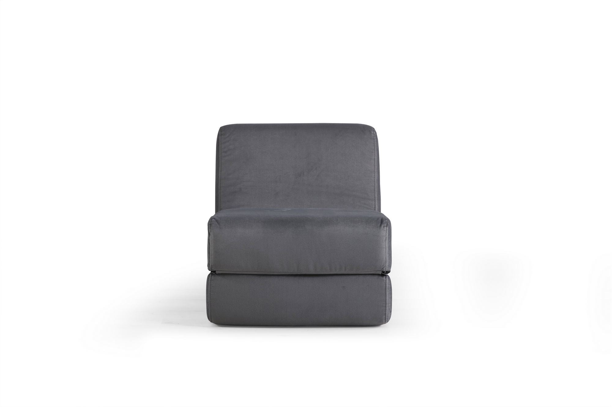 Poltrona-cama de 1 lugar – 70 cm x 100 cm x 70 cm – Cinza – 100% poliéster