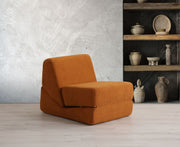 Sofá-Cama de 1 Lugar – 70cm x 100cm x 70cm – Laranja Fosco – 100% Poliéster