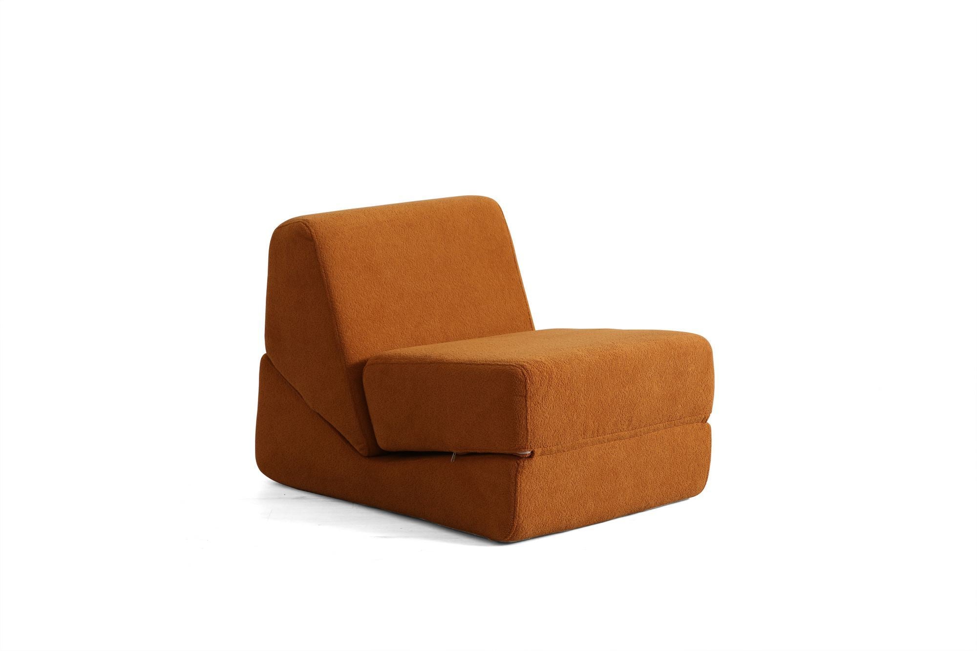 Sofá-Cama de 1 Lugar – 70cm x 100cm x 70cm – Laranja Fosco – 100% Poliéster