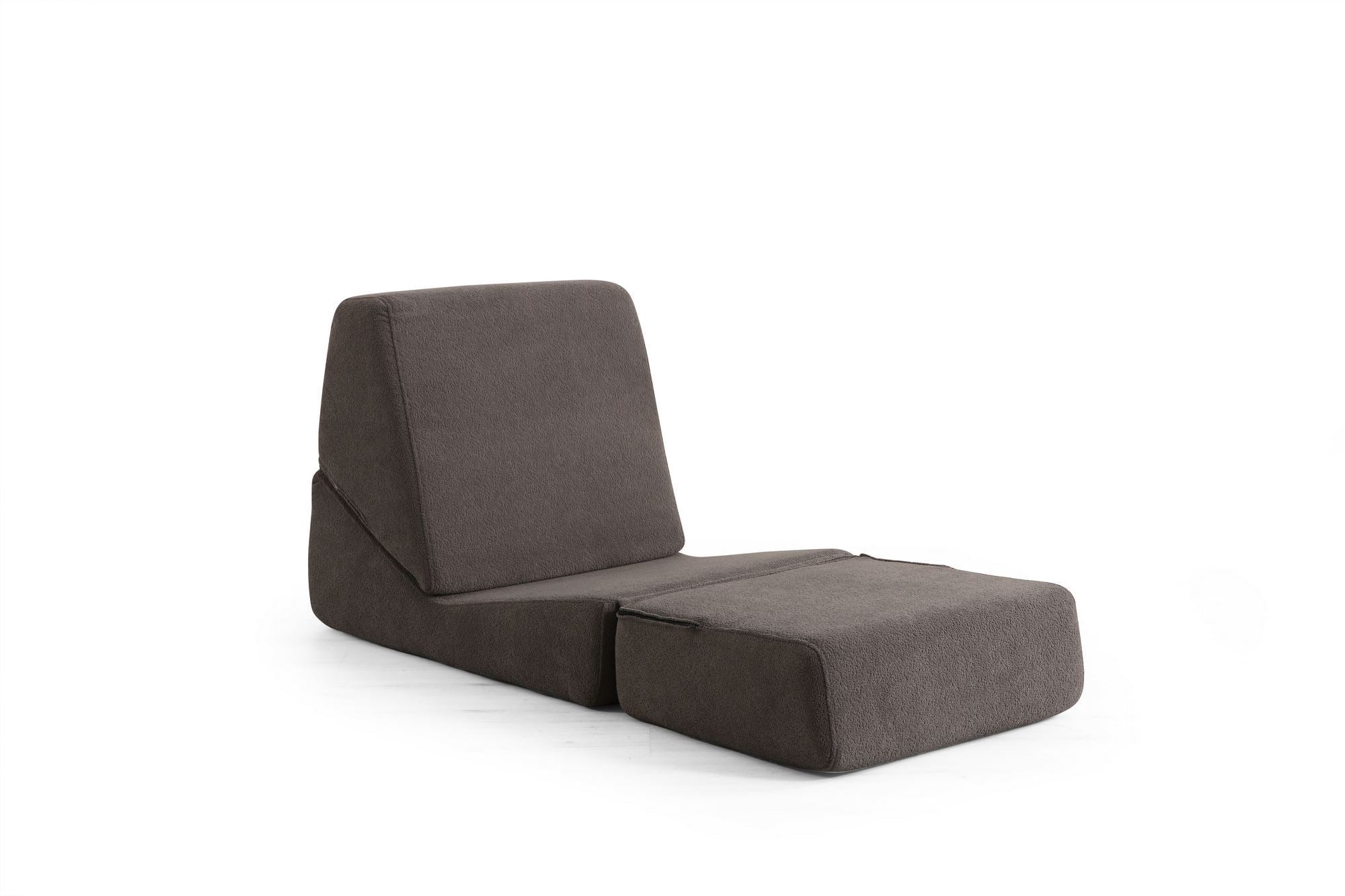 Sofá-Cama de 1 Lugar – 70 cm x 100 cm x 70 cm – Cinza Quente – Tecido 100% poliéster