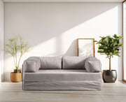 Sofá-cama de 2 lugares – 200 cm x 100 cm x 80 cm – Bege – Poliéster