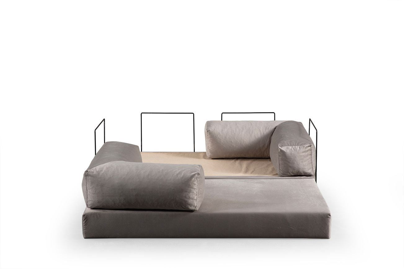 Sofá-cama de 2 lugares – 200 cm x 100 cm x 80 cm – Bege – Poliéster