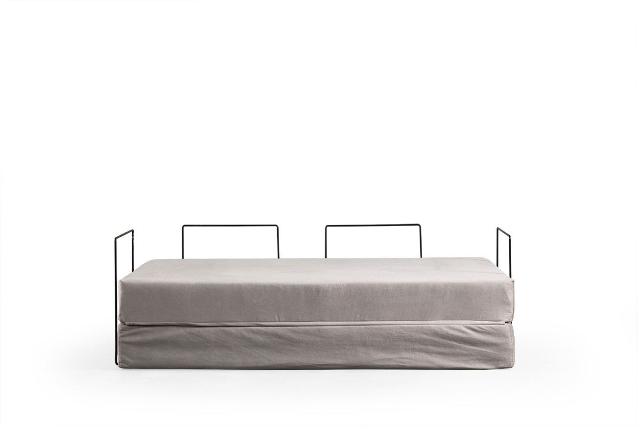 Sofá-cama de 2 lugares – 200 cm x 100 cm x 80 cm – Bege – Poliéster